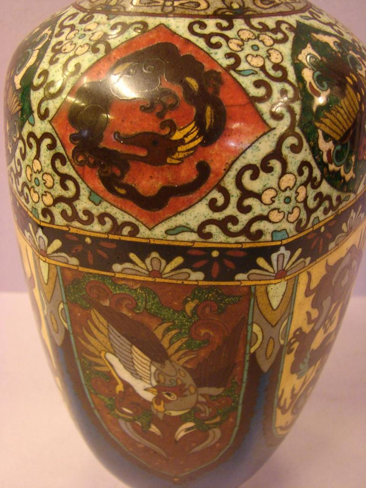 Vase, Cloisonné, wohl 19. Jhd., China, Höhe ca. 32 cm - Bild 3 aus 4