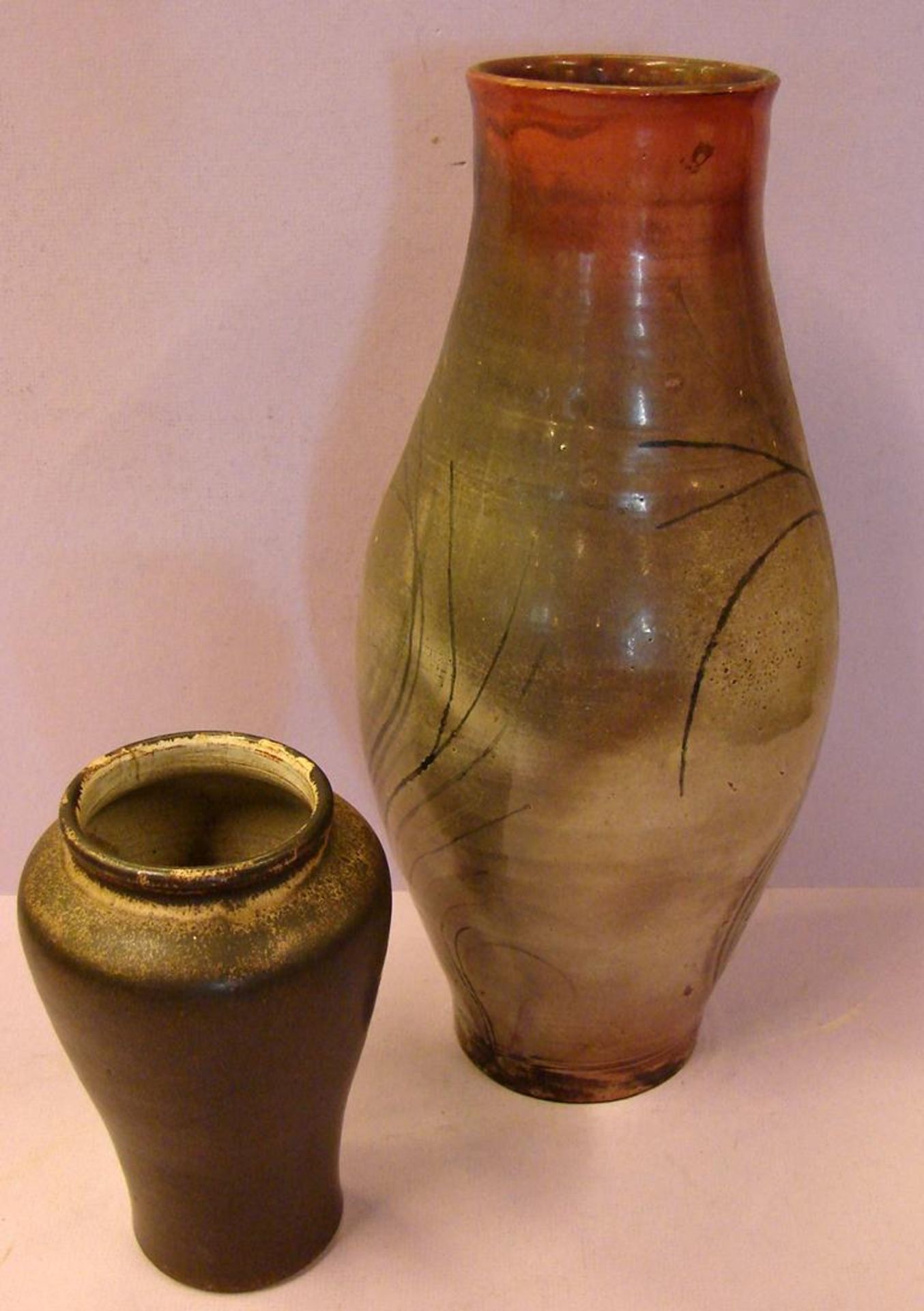 Konvolut Keramikvasen, -schale, 4 Stk., Höhen ca. 36,19,17,10cm - Bild 2 aus 2