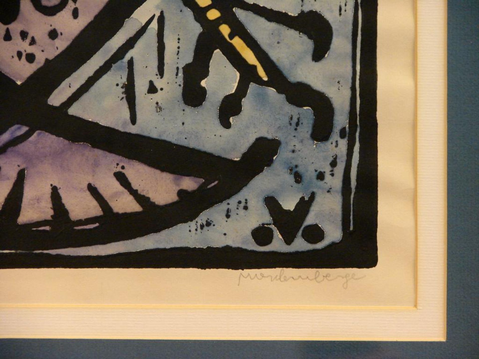 "Eule", Mischtechnik, u.re.sig., VORDEMBERGE, ca. 61 x 44 cm, Glasrahmen, Kein Postversand - Bild 2 aus 2
