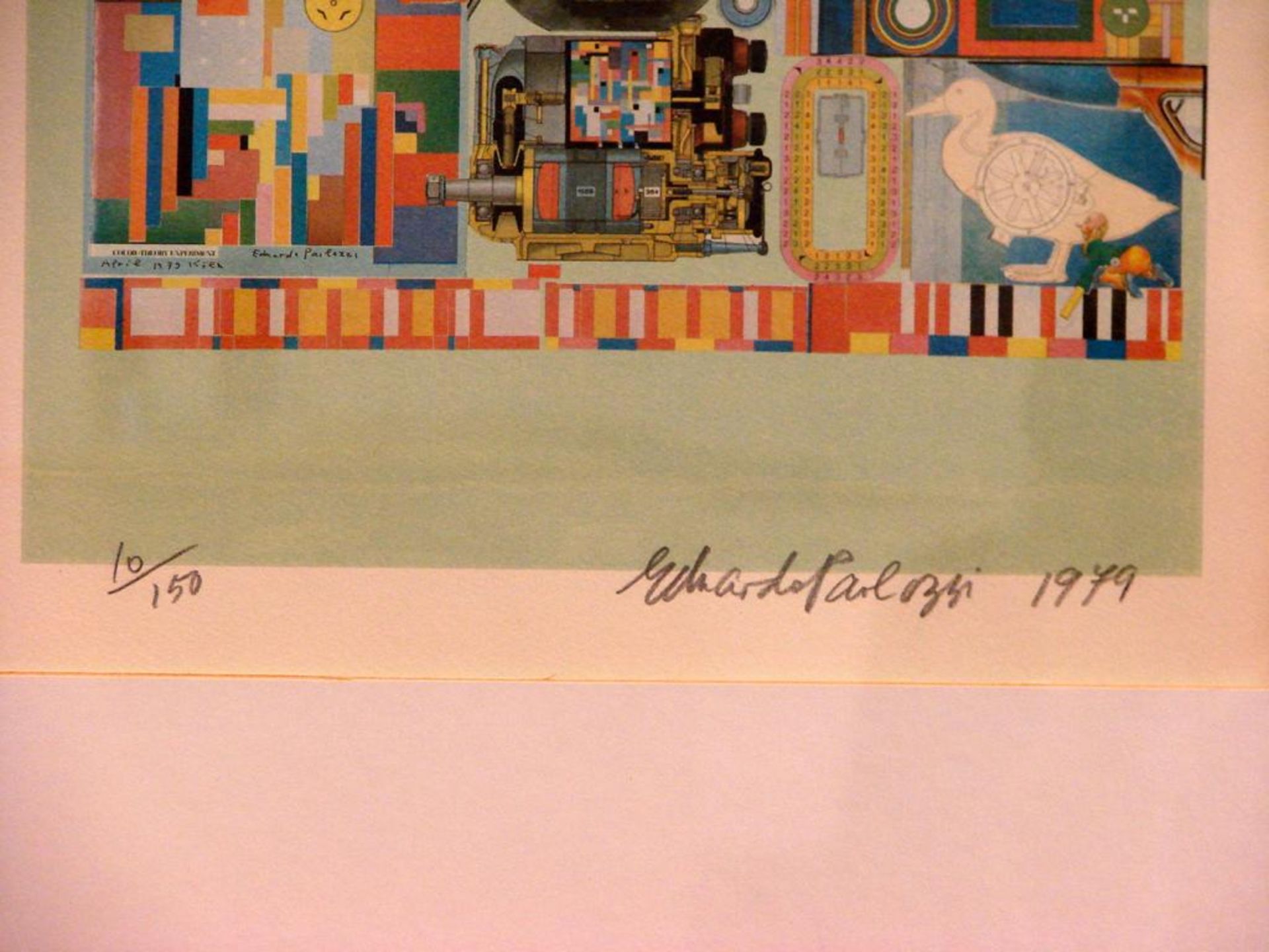 EDUARDO PALOZZI, Collage, dat. 1979, 10/50, ca. 31x42 cm, Glasrahmen - Bild 2 aus 2