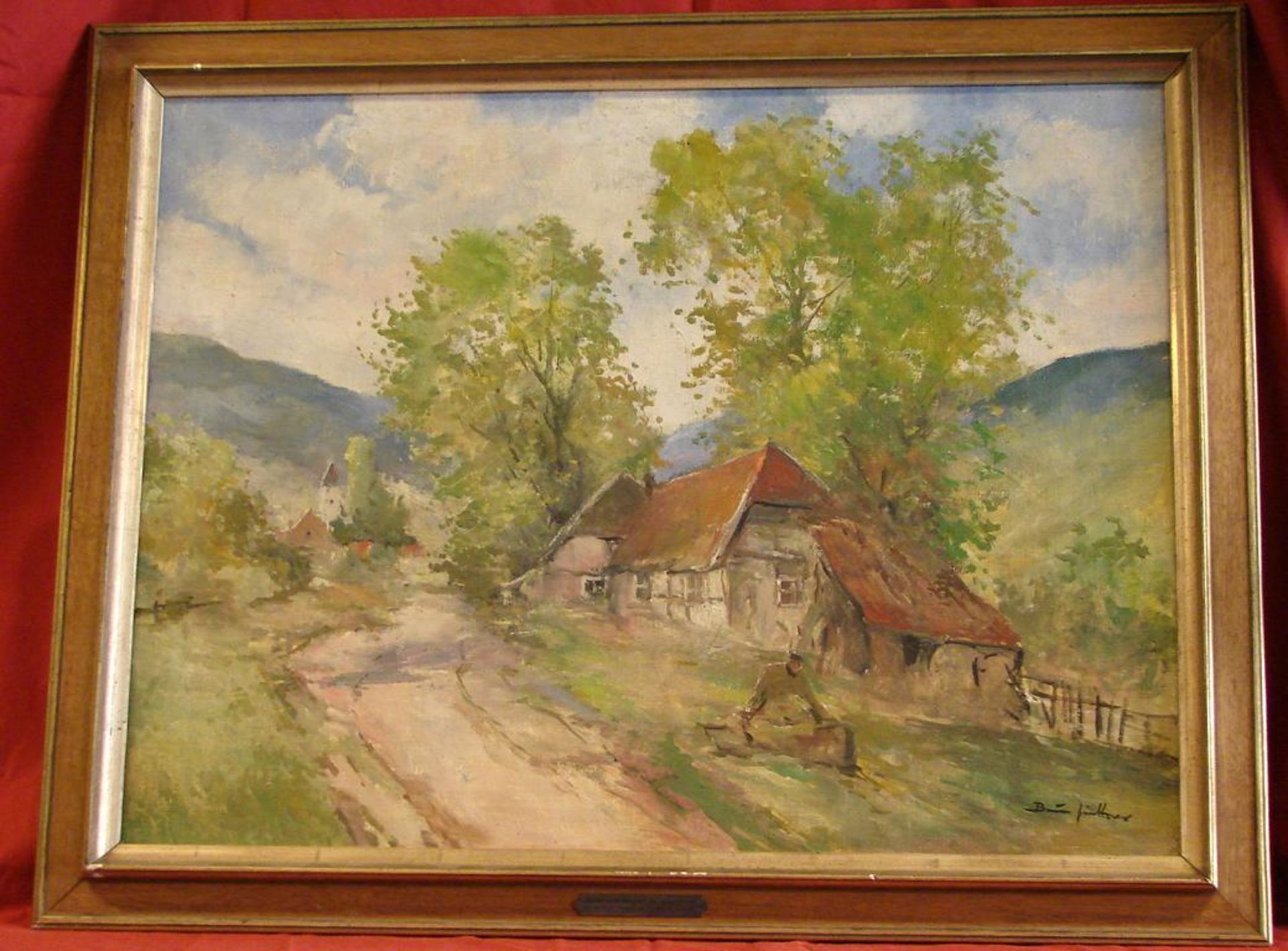 "Bauernhof", Öl/L., u.re.sig. Worpsweder Schule, ca. 59 x 79 cm