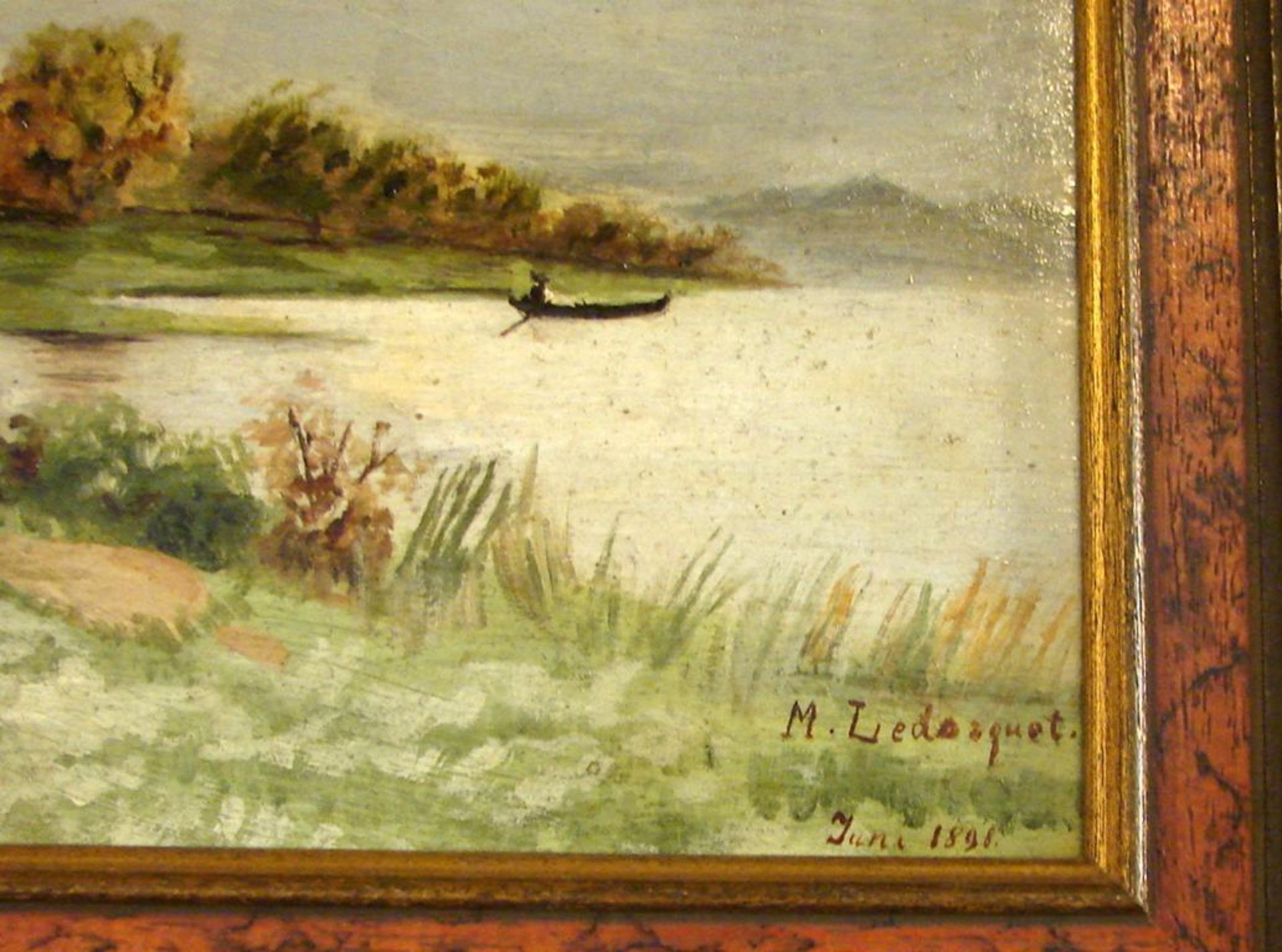 Paar Bilder, "Landschaften", Öl/Hartf., signiert M. LEDOSQUET, datiert 1898, ca. 21 x 36 cm - Image 2 of 2