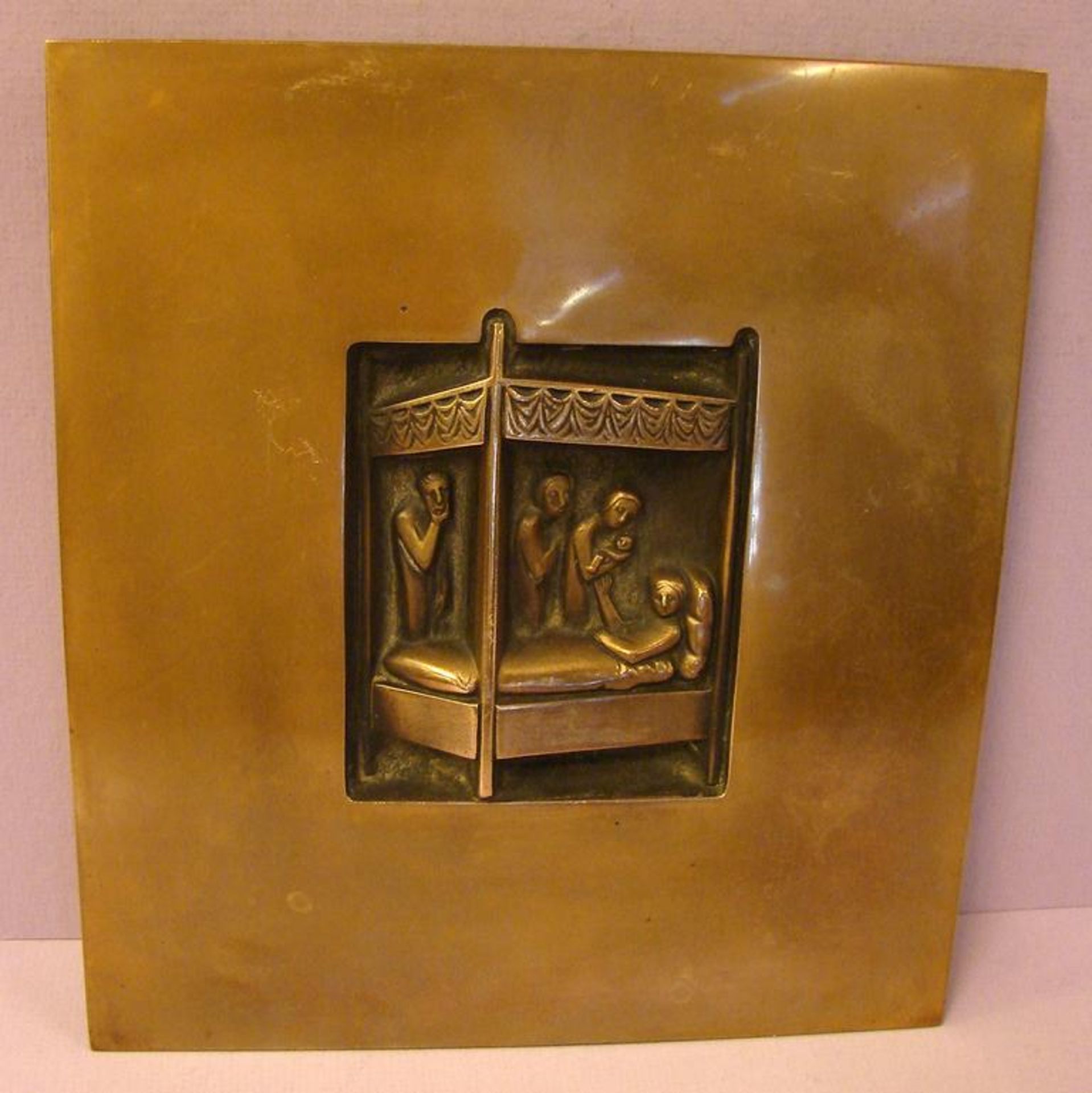 Plakette/Reliefkunst, "Mariengeburt", Bronze, wohl Heinz Gernot (1921-2009) Köln, ca. 20 x 22 cm