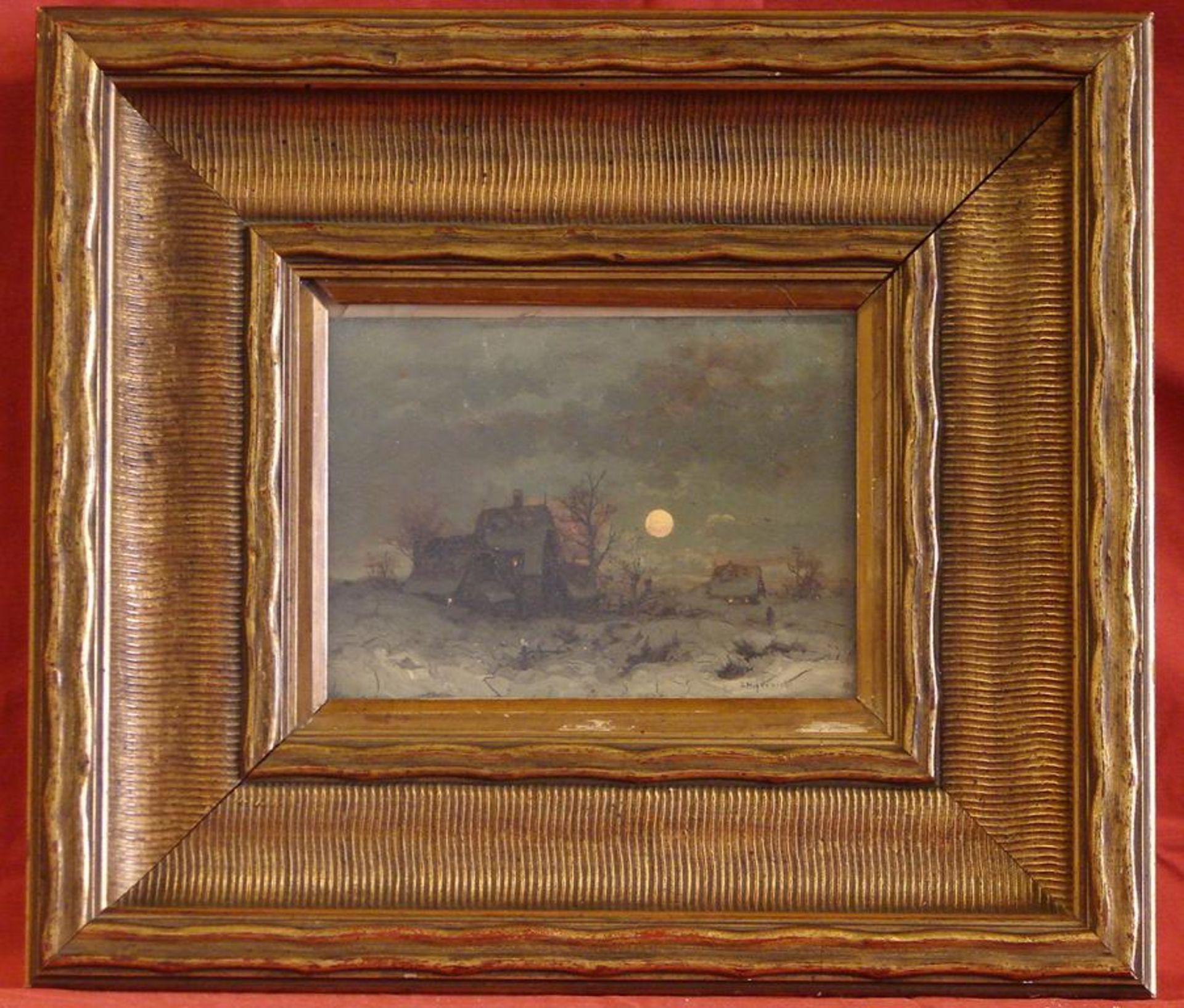 JOSEF HEIDENDAHL, "Winterlandschaft", Öl/L., hinter Glas, u.re.sig., ca. 13 x 17,5 cm
