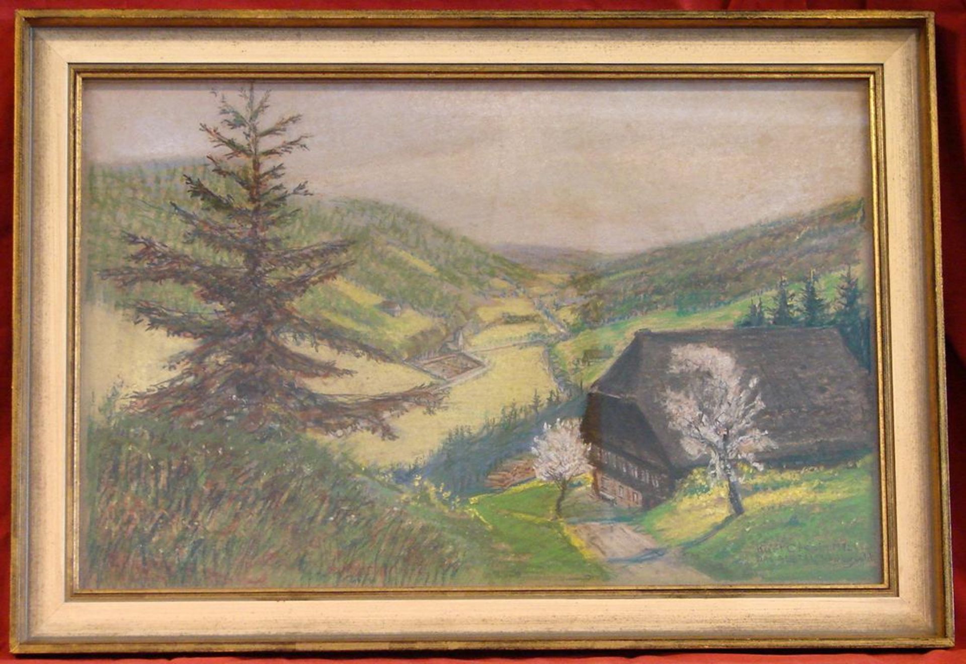 KURT CREPIN, "Das Albtal - Schwarzwald", Farbpastellzeichnung, u.re.sig., datiert 1902, ca. 29 ...