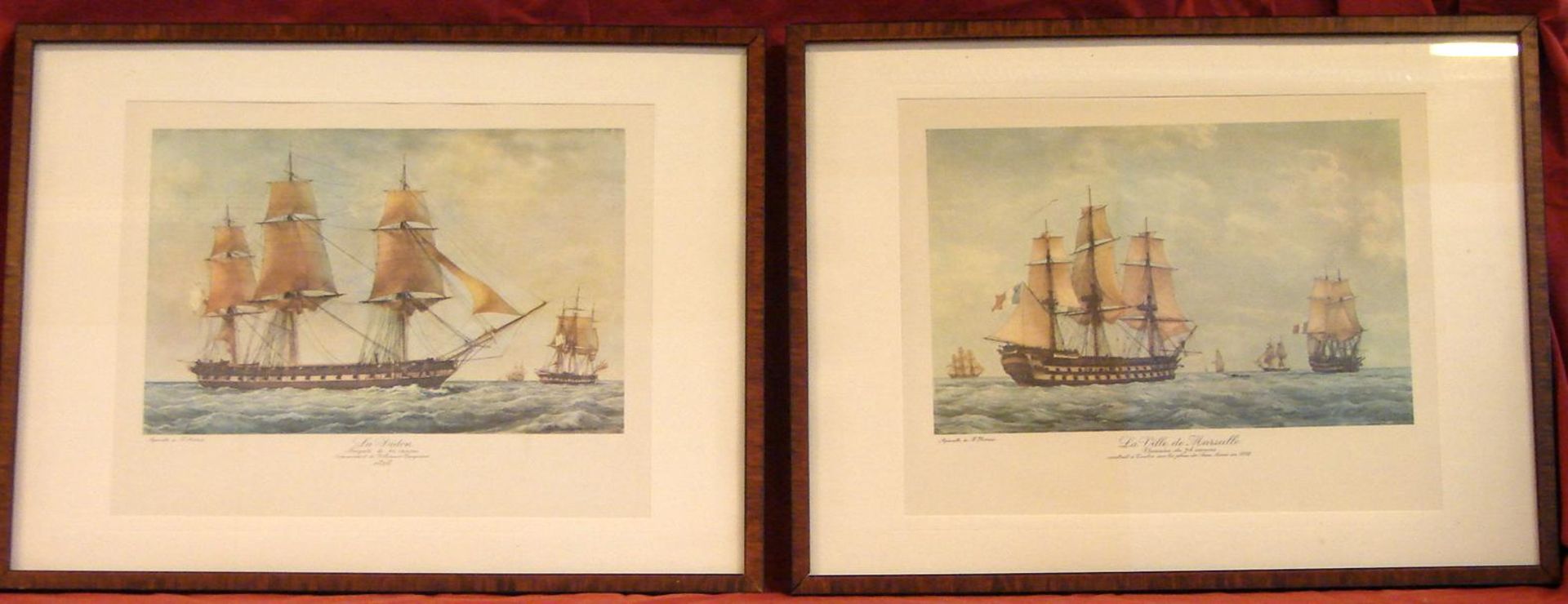 Paar Drucke, Segelschiffsmotive, ca. 30 x 22 cm