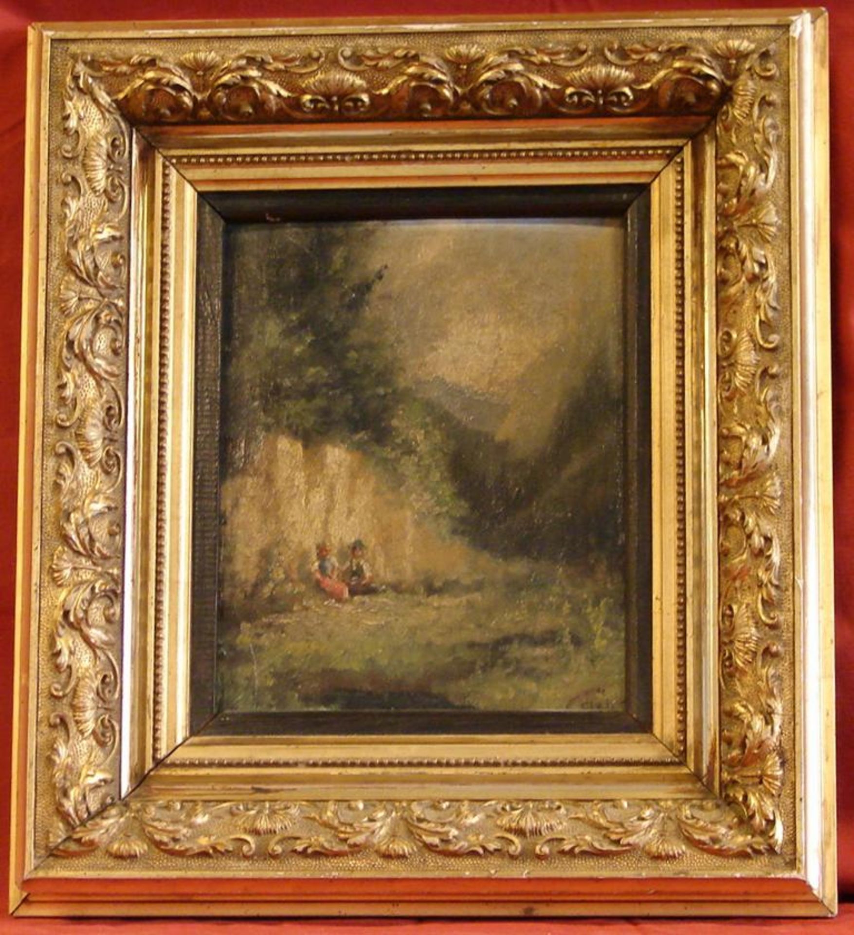 Landschaft, Öl/Holz, u. re. unleserlich signiert, ca. 17 x 22 cm