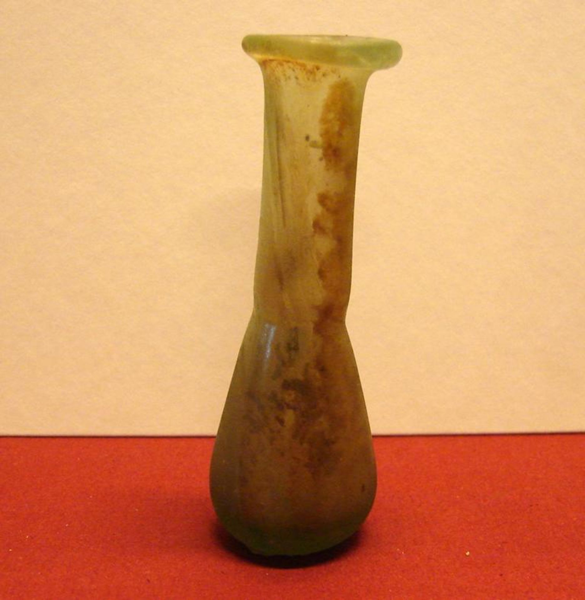 Balsamarium, Mittelmeer, grünliches Glas, römisch, intakt, H.ca. 8,5 cm