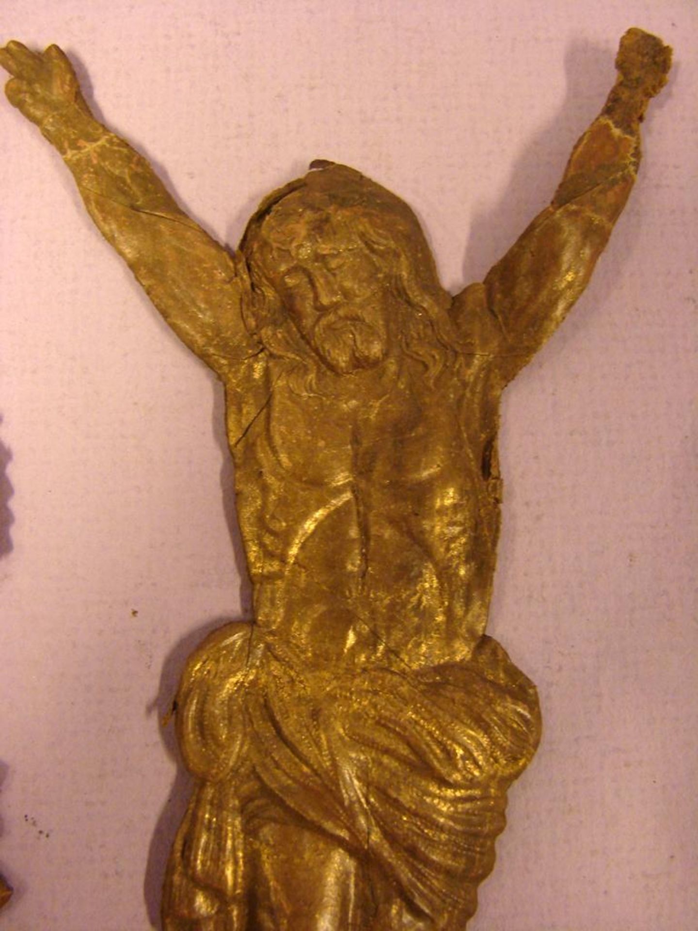 Papier-Relief Figuren, Jesus- und Grabdarstellung, Braun/bronziert, H.ca. H, 14 cm - Bild 2 aus 4