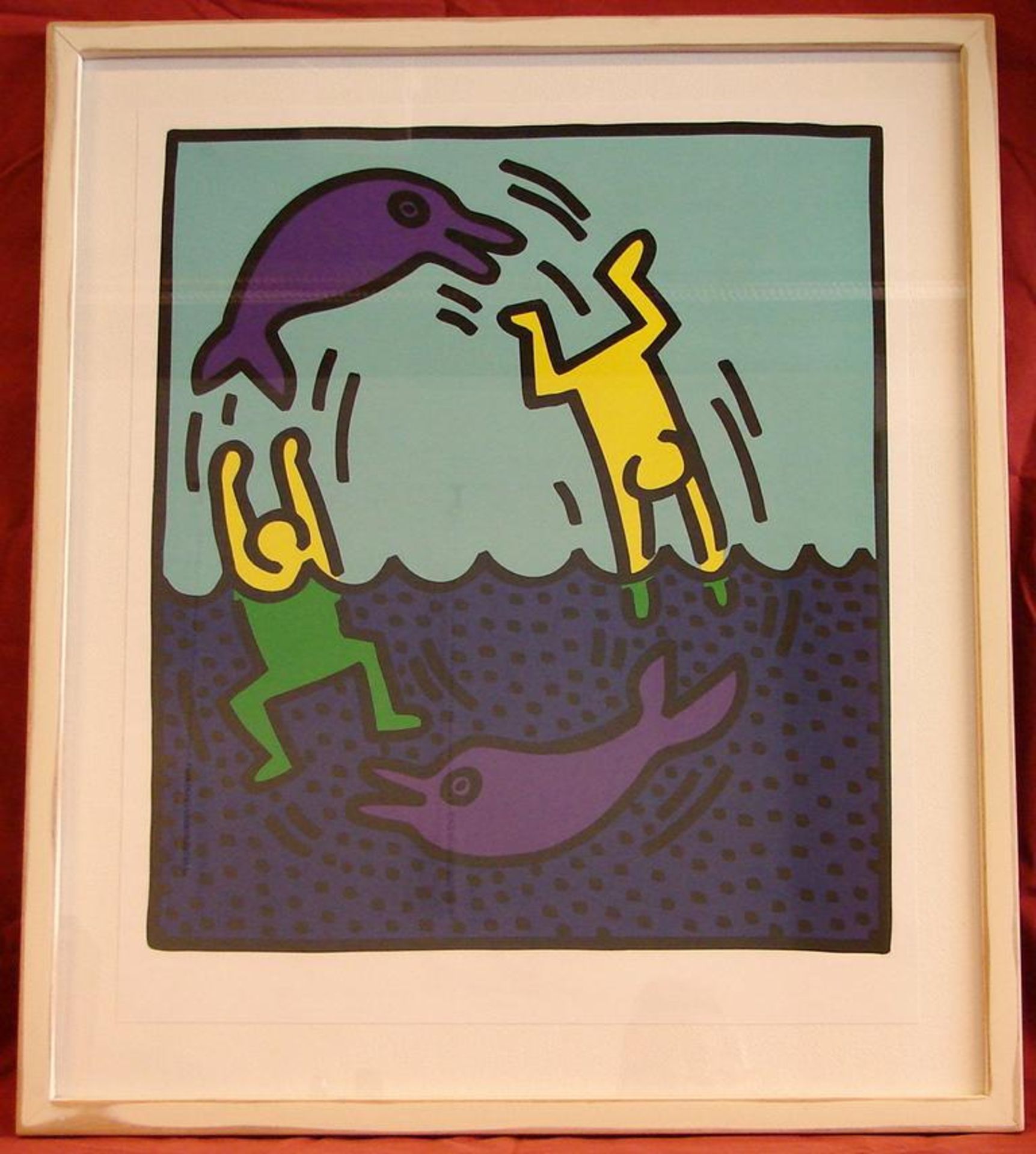 KEITH HARING 1958-1990), "Swimming with Dolphins", Farboffsetlithografie, Edition Te Neues von ...