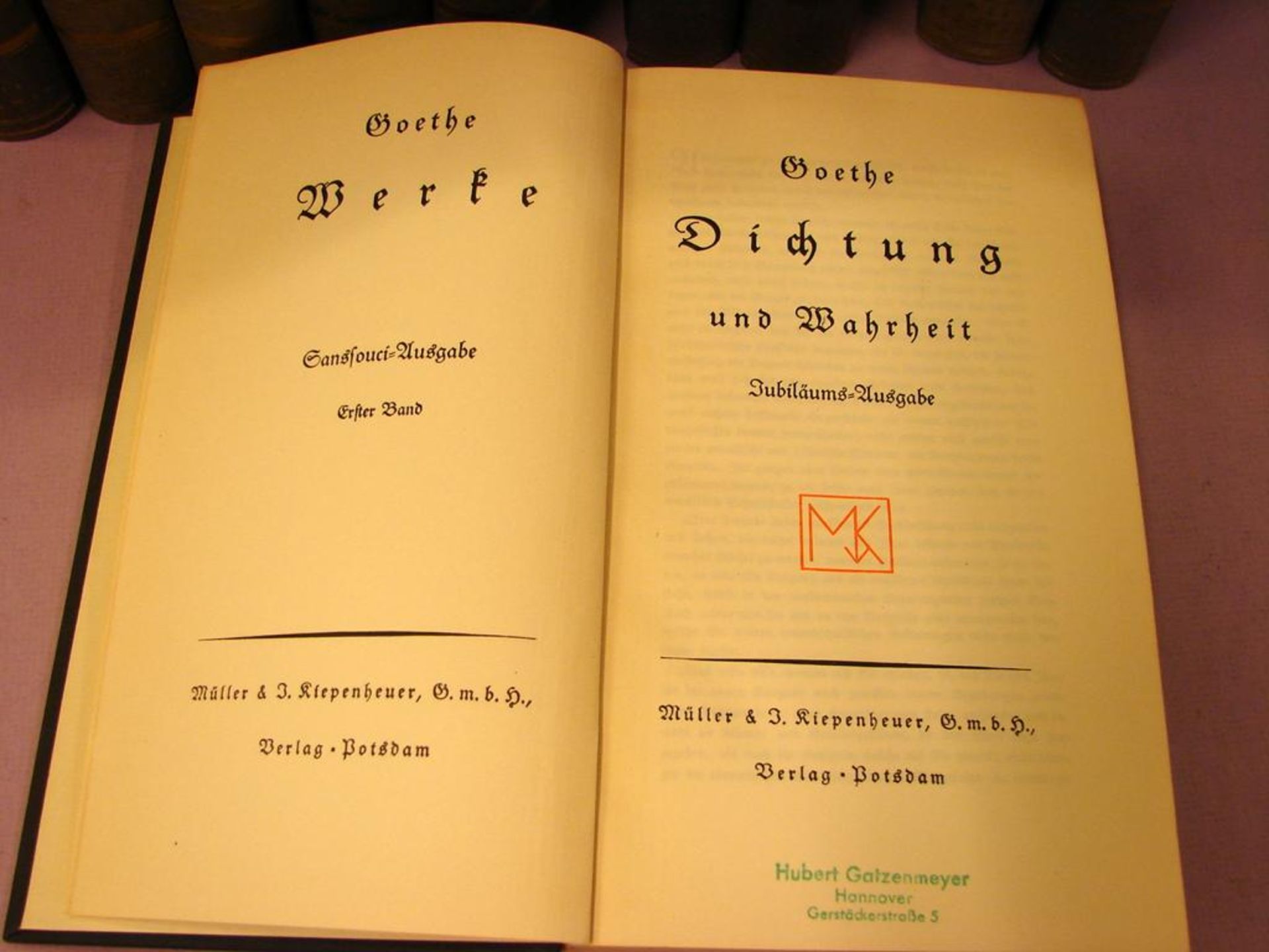 Konvolut Bücher, 10 Stück, Bände 1-10, "Goethe Werke", Müller und Kiepenheuer, Verlag Potsdam - Bild 2 aus 2