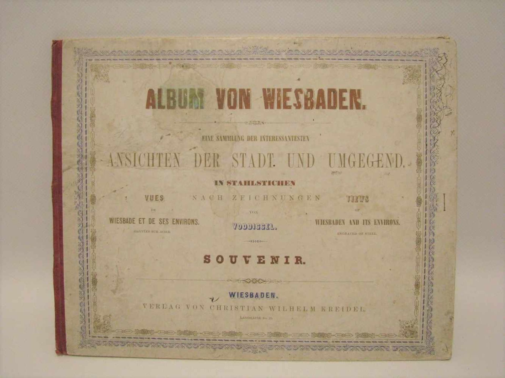 Album von Wiesbaden mit 9 Kupferstichen, 23 x 29 cm.