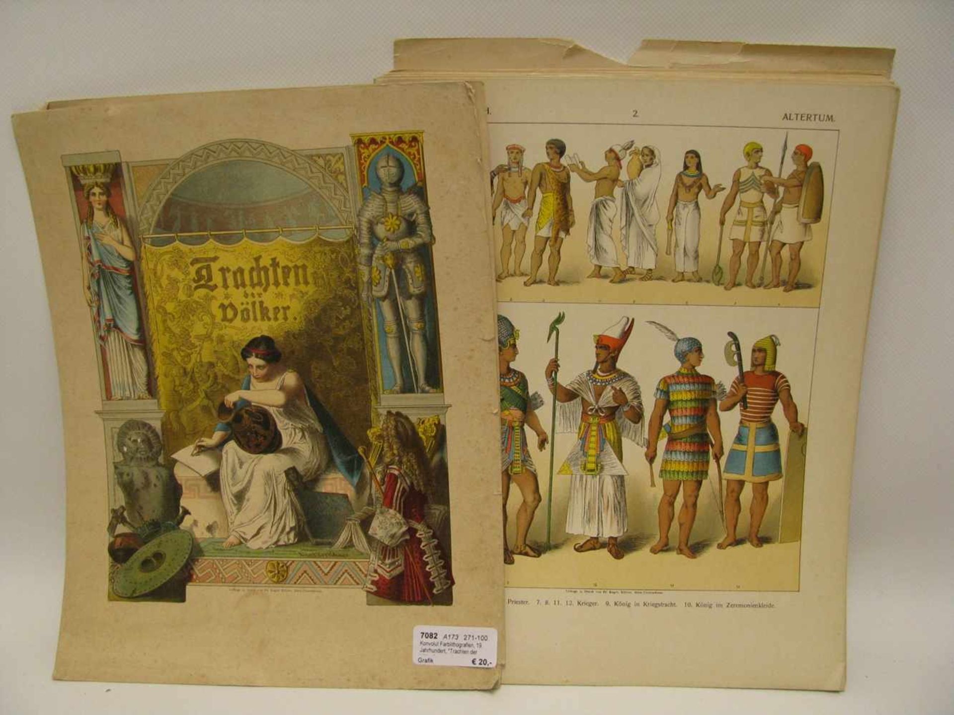 Konvolut von ca. 40 Farblithografien, 19. Jahrhundert, "Trachten der Völker", 32 x 25 cm, o.R.