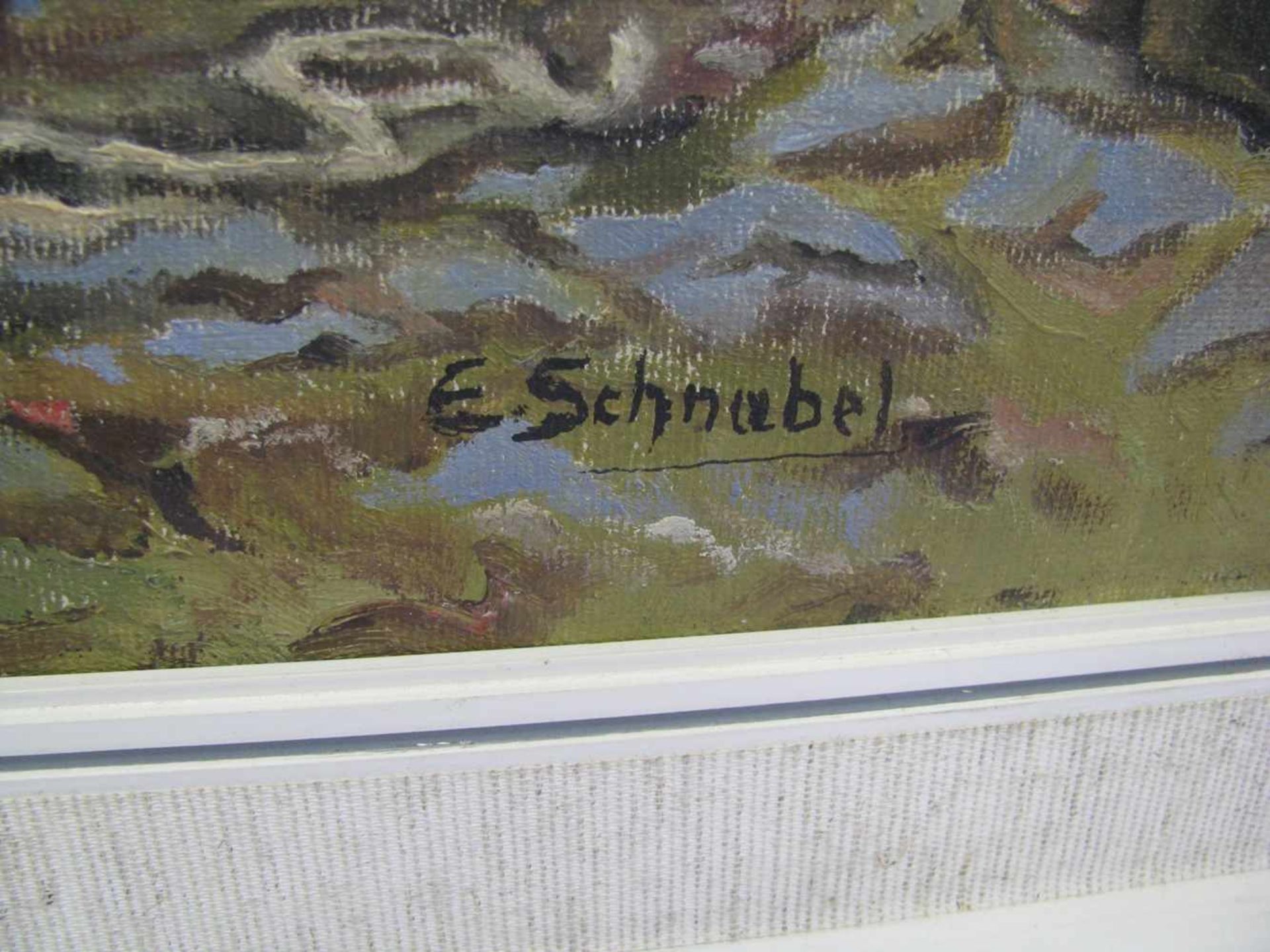 Schnabel, E., "Bauernhof im Gebirge", re.u.sign., Öl/Leinwand, 44 x 63,5 cm, R. - Image 3 of 3