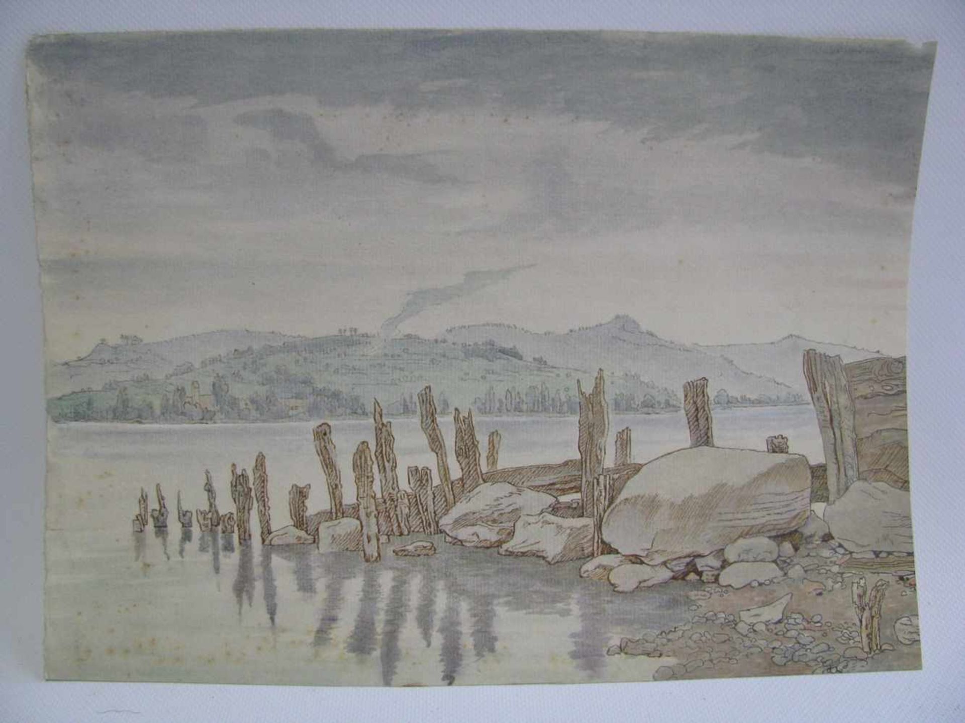 Vollmar, Alfred, 1893 - 1980, Nagold - Leutkirch, "Am Ufer", re.u.sign., Tusche und Aquarell, 25 x