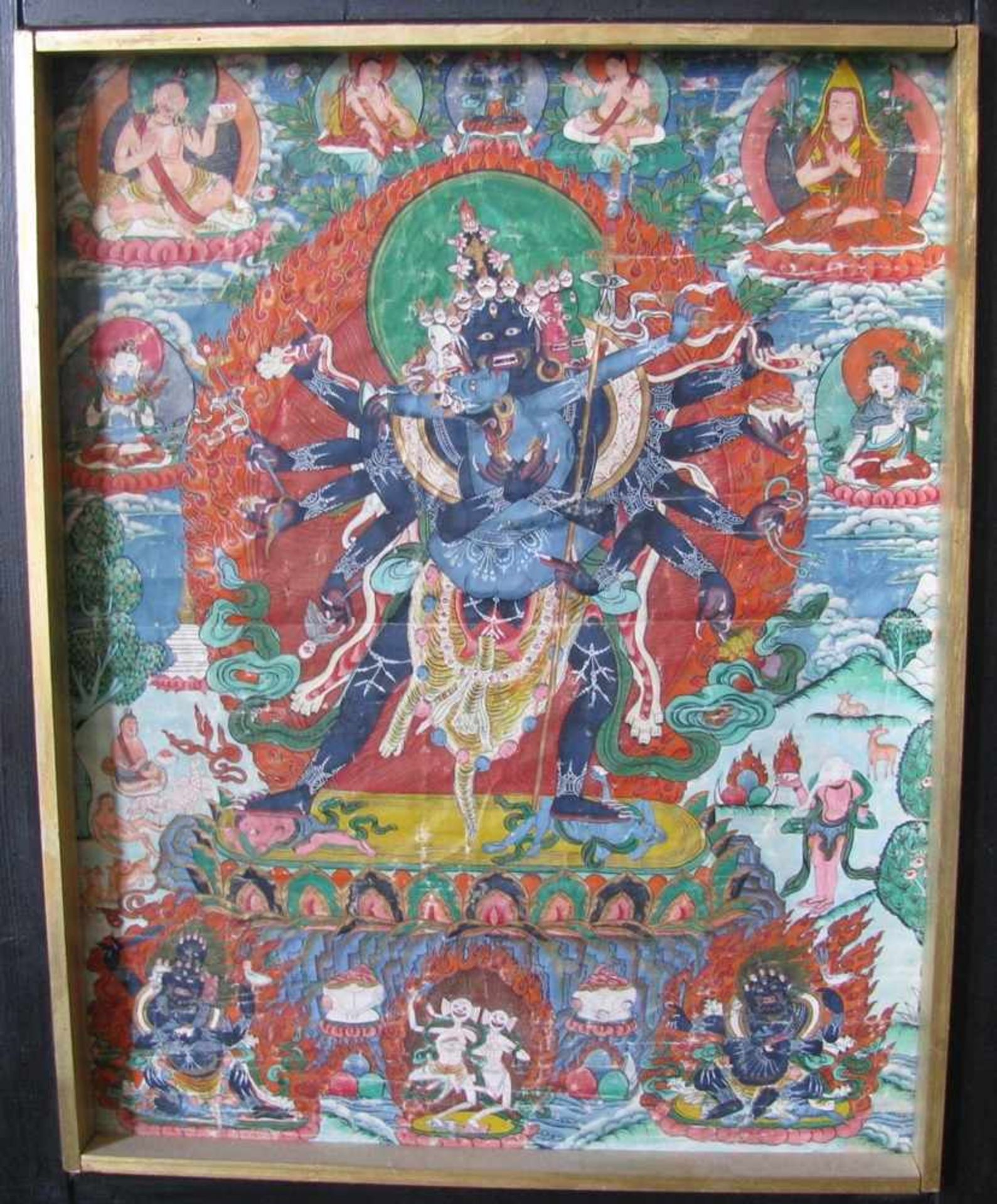 Thangka, Tibet/Nepal, 1. Hälfte 20. Jahrhundert, Leinen, 54,5 x 43 cm, R.