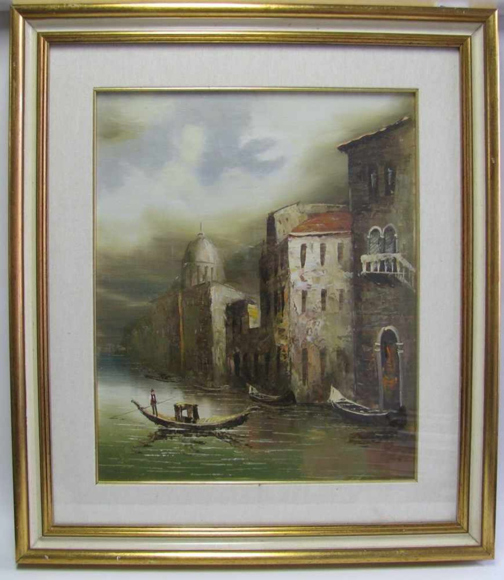 Unbekannt, Italien, 1. Hälfte 20. Jahrhundert, "Venezianische Ansicht", Öl/Leinwand, 54 x 43 cm, R.