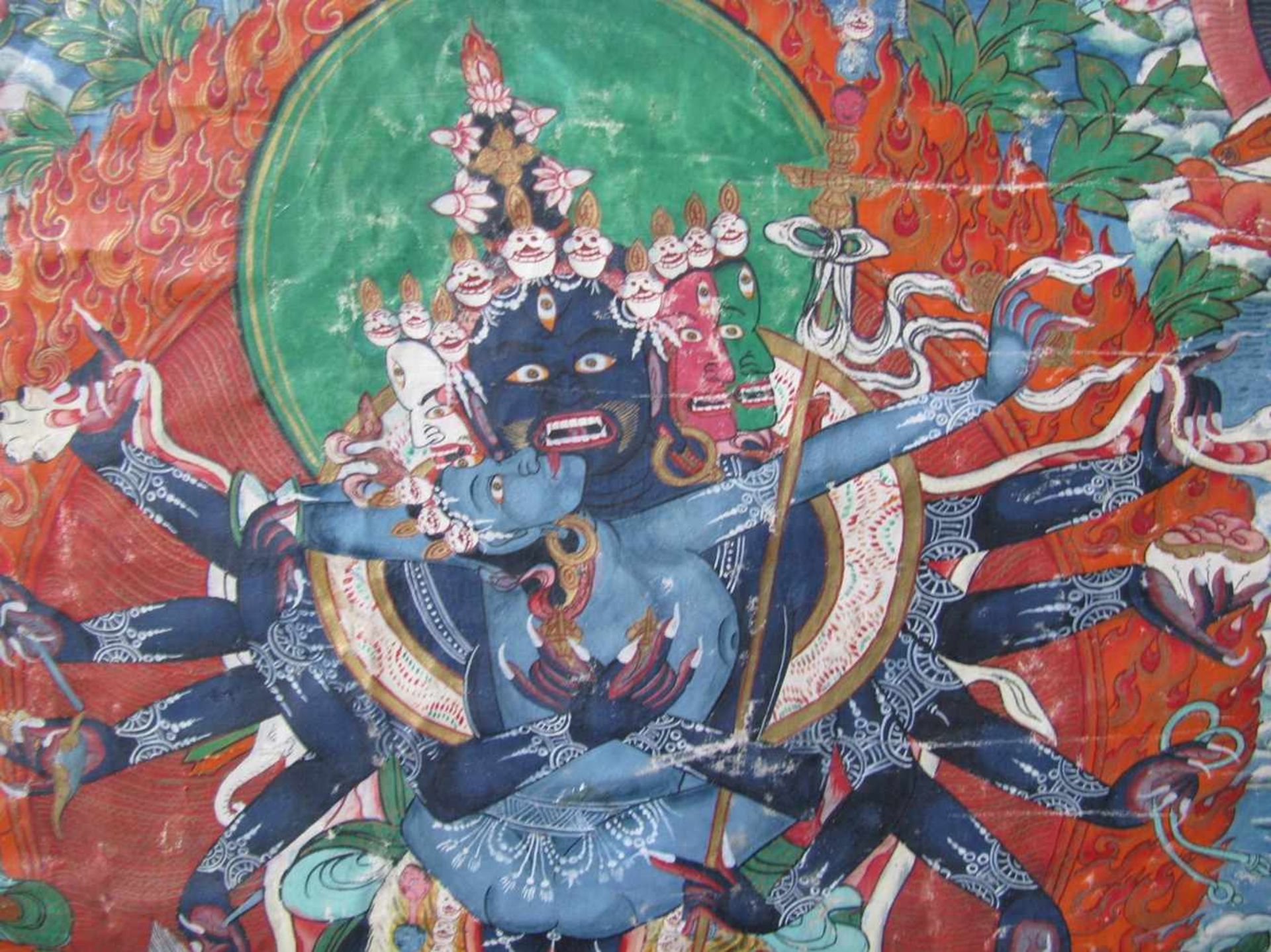 Thangka, Tibet/Nepal, 1. Hälfte 20. Jahrhundert, Leinen, 54,5 x 43 cm, R. - Image 2 of 2