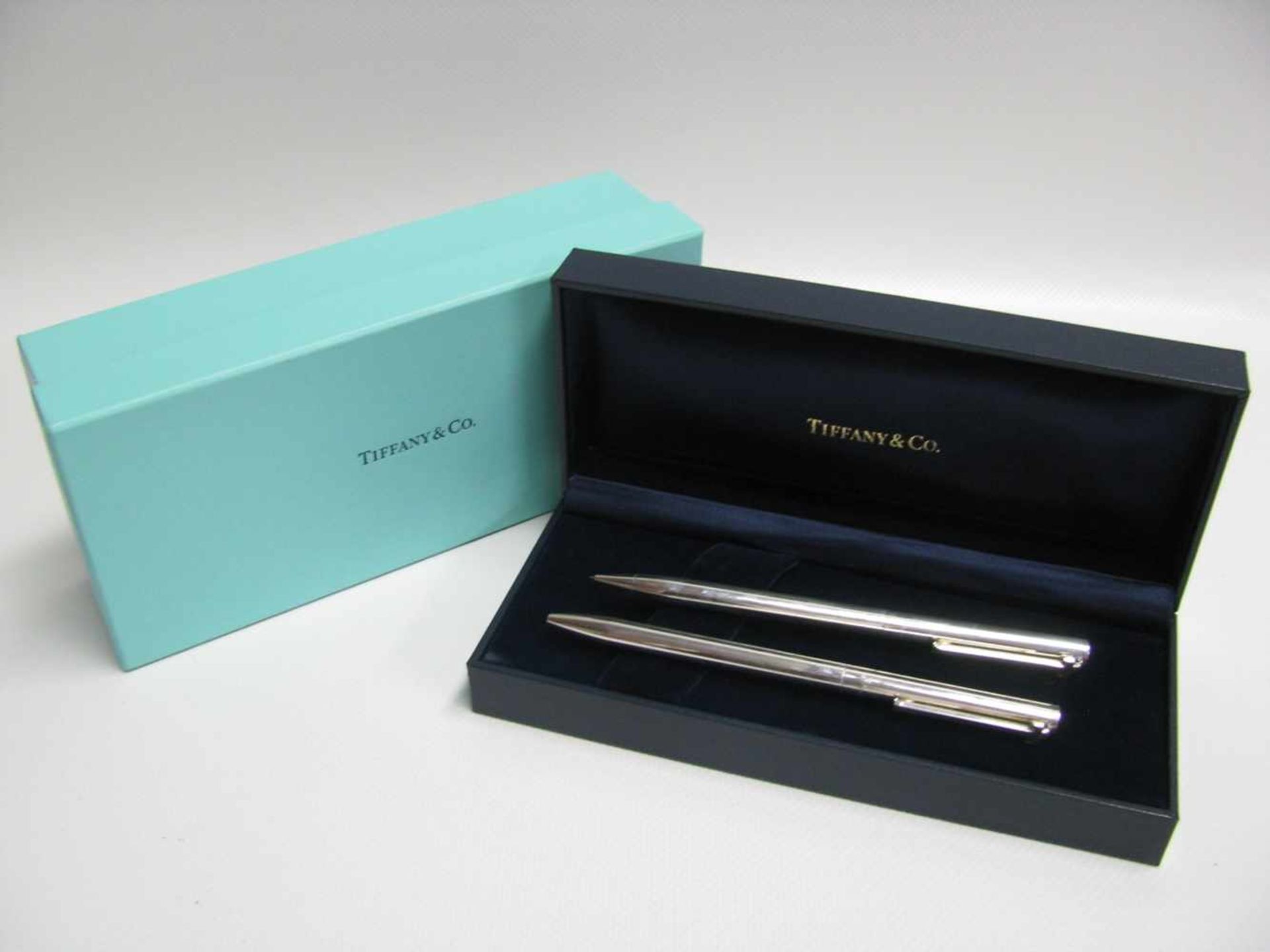 2 teiliges Schreibset, Tiffany & Co New York, Kugelschreiber und Bleistift, 925er Sterlingsilber,