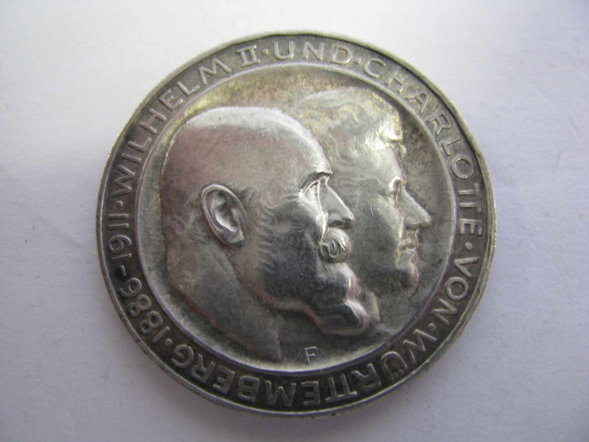 Silbermünze, 3 Mark, Wilhelm II und Charlotte von Württemberg, 1886 - 1911, Deutsches Reich, 1911 F,