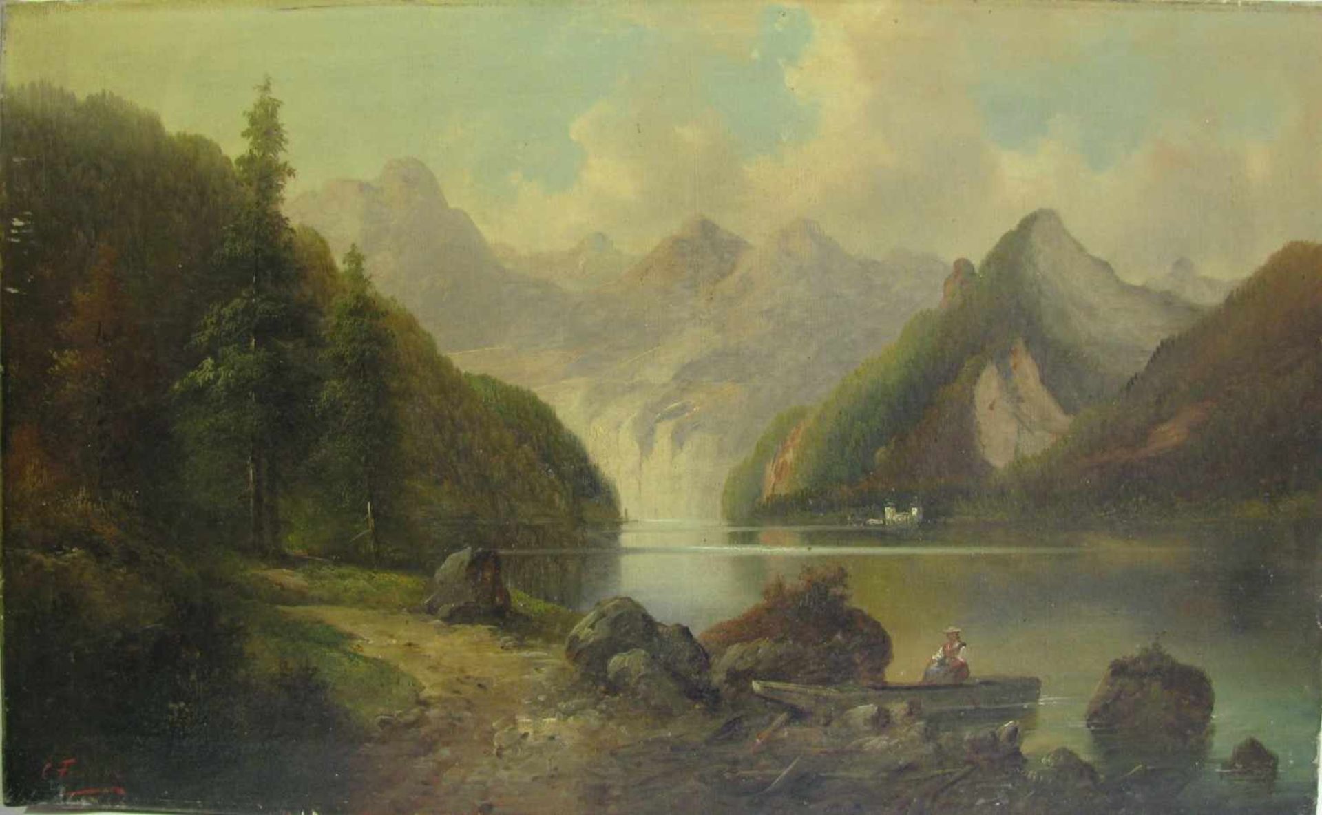 Franke, C., 19. Jahrhundert, "Der Königssee", li.u.sign., Öl/Leinwand, 50 x 81 cm, o.R.