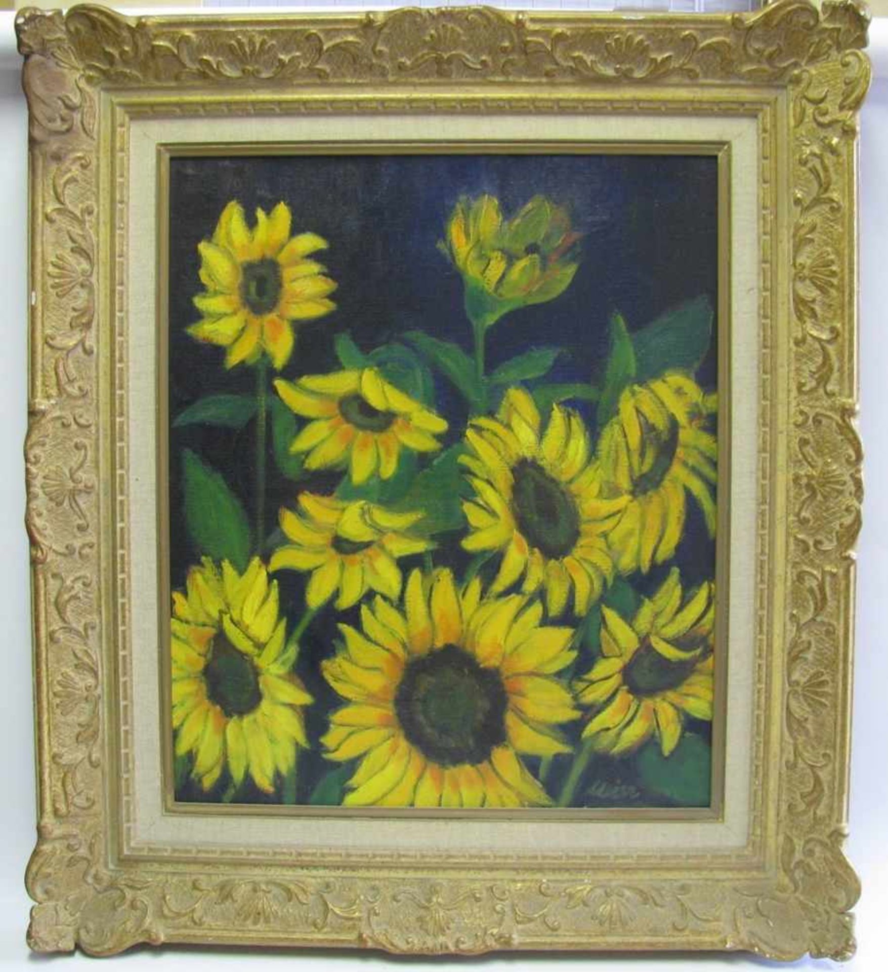 Meier, Maler 1. Hälfte 20. Jahrhundert, "Stillleben mit Sonnenblumen", re.u.sign., Öl/Leinwand, 56 x