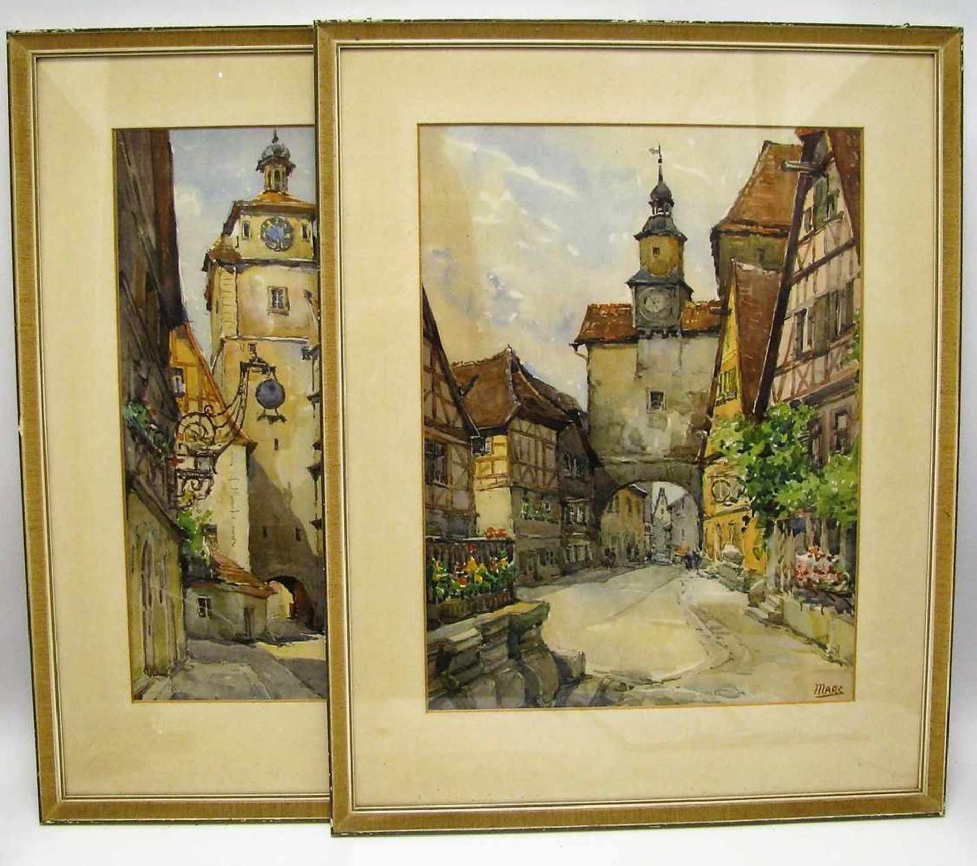 2 Drucke im Rahmen, 40 x 30 cm, Rahmenmaß 55 x 44 cm.