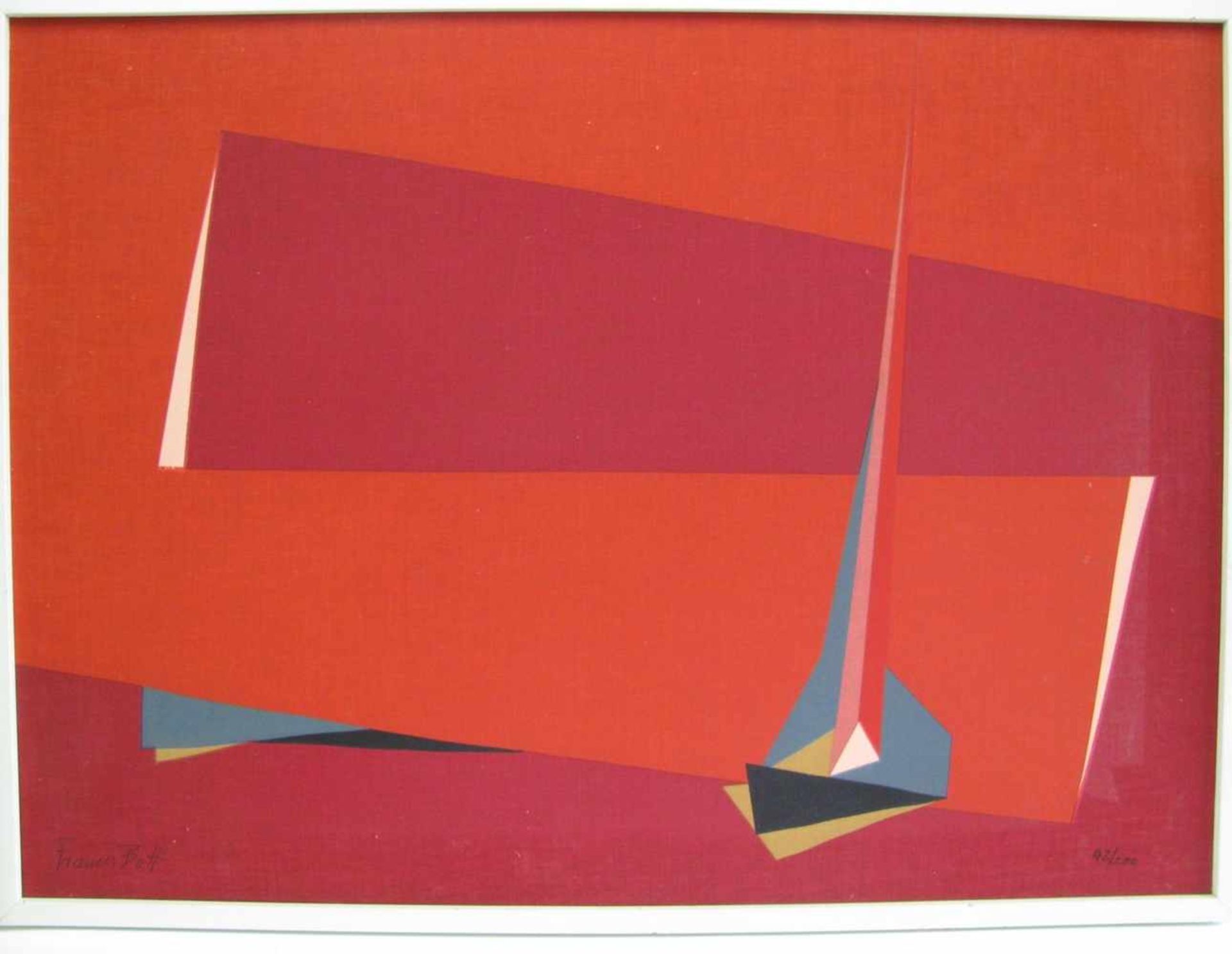 Bott, Francis, 1904 - 1988, Frankfurt - Lugano/Schweiz,"Abstraktes Segelboot", Farbsiebdruck, li.u.