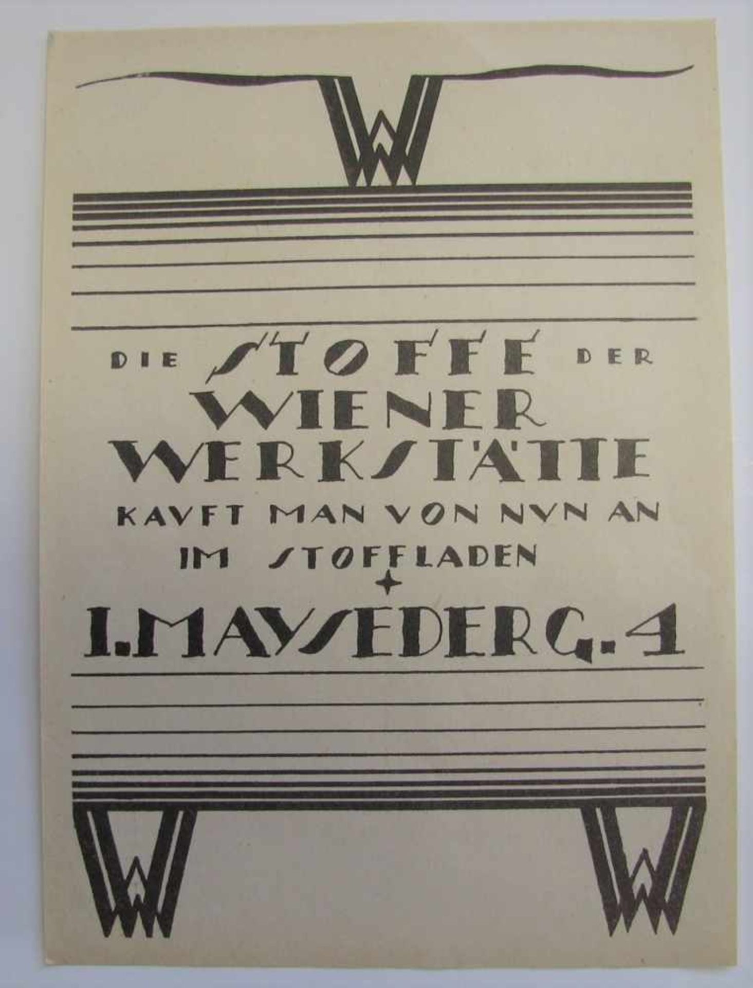 Seltenes Werbeblatt, Wiener Werkstätte, um 1915, Entwurf Dagobert Peche (1887 - 1923, St.