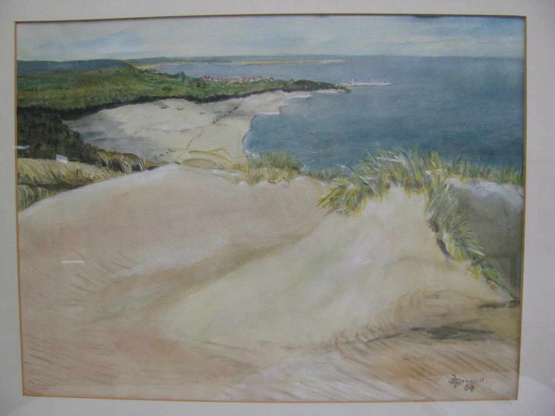 Prusseit, Irmgard, "Dünenlandschaft", re.u.sign.u.dat. (19)64, Aquarell, 34,5 x 47 cm, R.