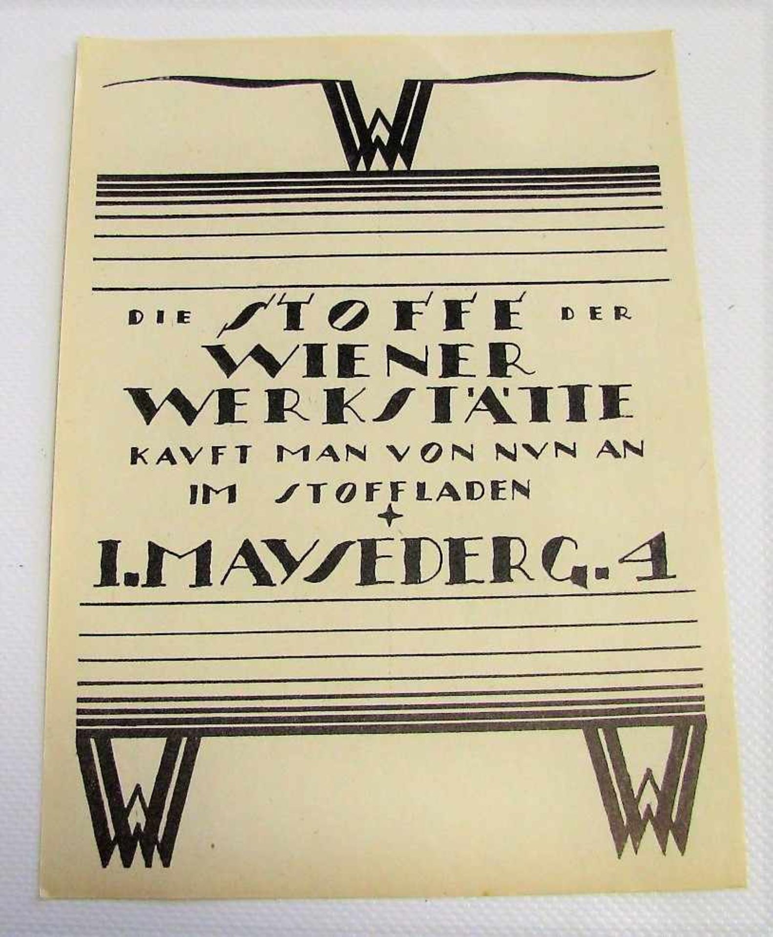 Seltenes Werbeblatt, Wiener Werkstätte, um 1915, Entwurf Dagobert Peche (1887 - 1923, St.