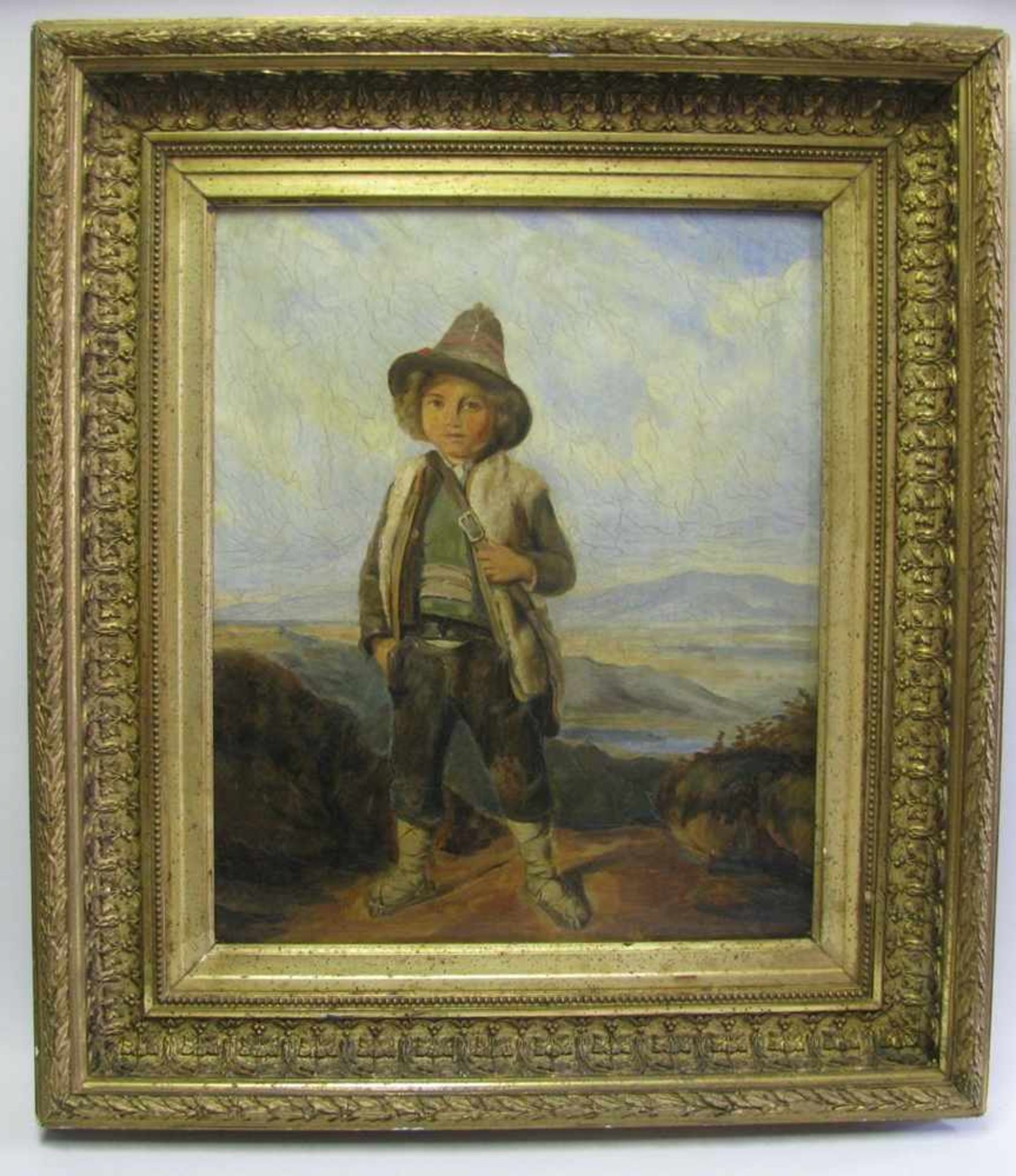 Österreich, 1. Hälfte 20. Jahrhundert, "Hirtenjunge", Öl/Malerpappe, 46 x 38 cm, R.