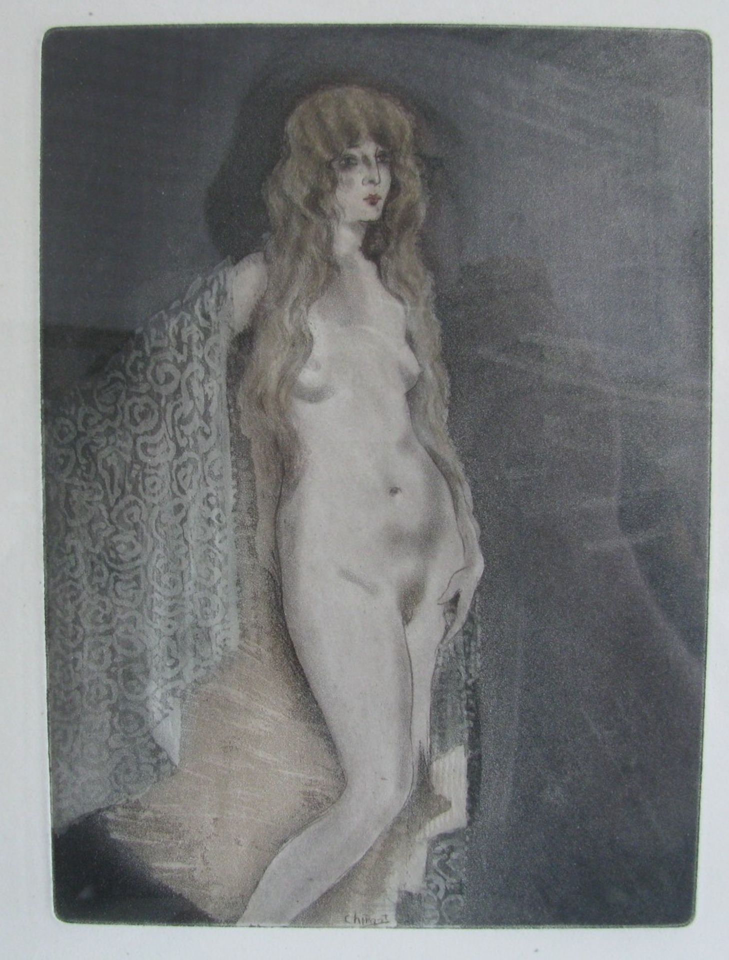 Chimot, Edouard Jules, 1880 - 1959, "Weiblicher Akt", Farblithografie, i.d.Pl.sign., 21,5 x 16 cm,