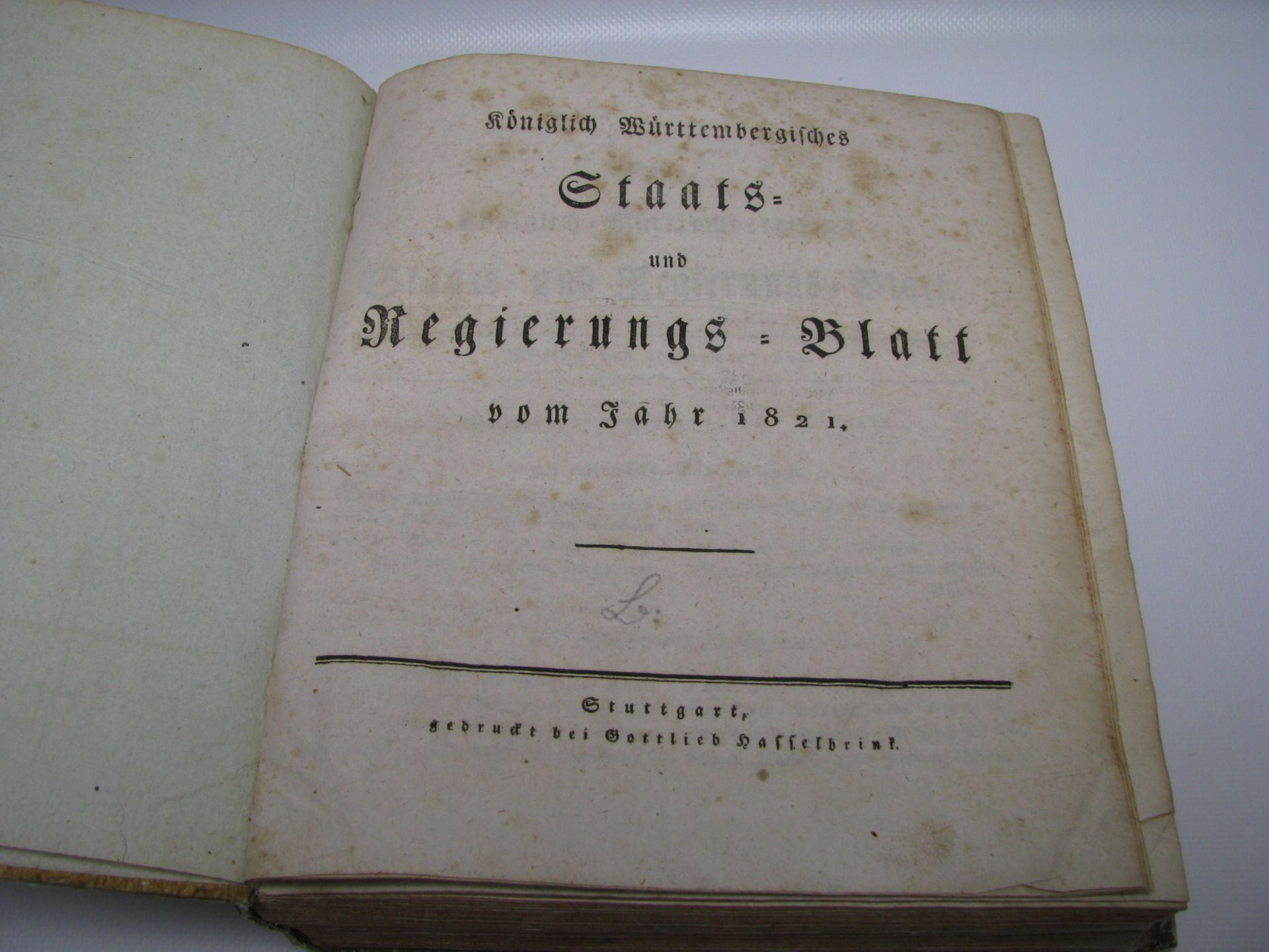 5 Bd., Königlich Württembergisches Staats- und Regierungsblatt vom Jahr 1808/09/12/14/21, Stuttgart, - Bild 2 aus 2