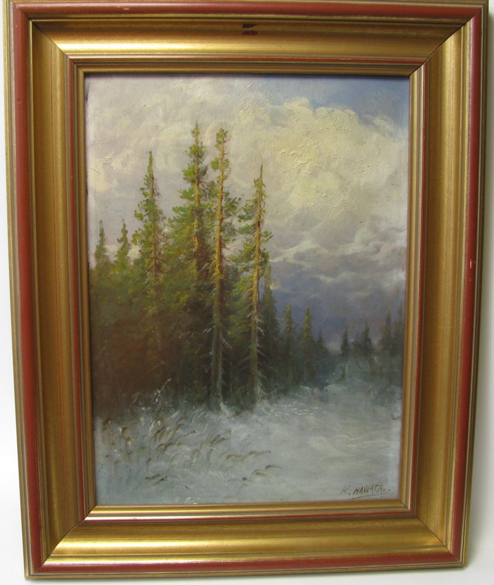 Havlata, Karel, 1885 - 1957, Mnichovo Hradiště, Tschechischer Maler, "Winterlicher Tannenwald", re. - Image 2 of 2