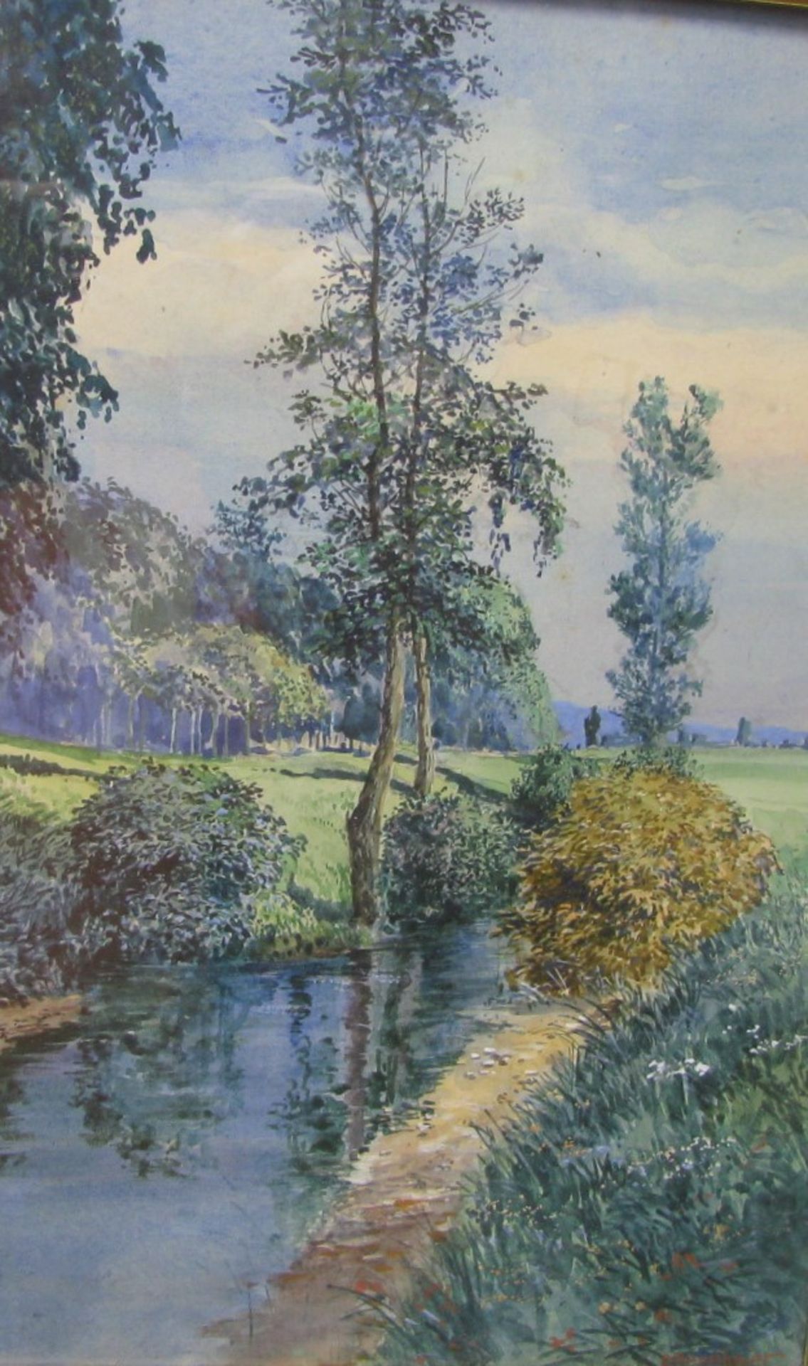 Bernheier, O., "Sommerliche Landschaft mit Bachlauf", re.u.sign., Aquarell, 25,5 x 17 cm, R. - Image 2 of 2