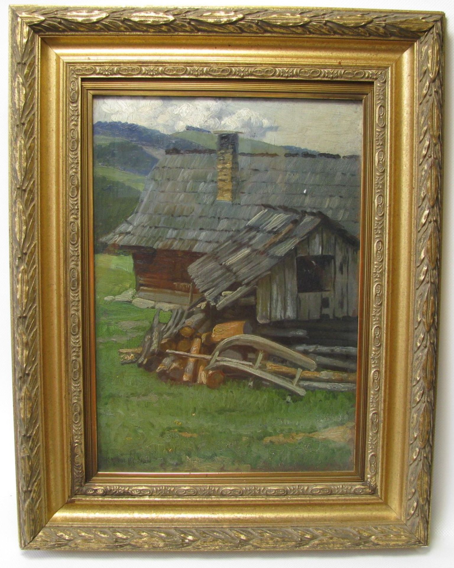 Skála, Vít, 1883 - 1976, Král - Terezín, Tschechischer Maler,"Bauerngehöft", li.u.sign.u.dat. - Image 2 of 2