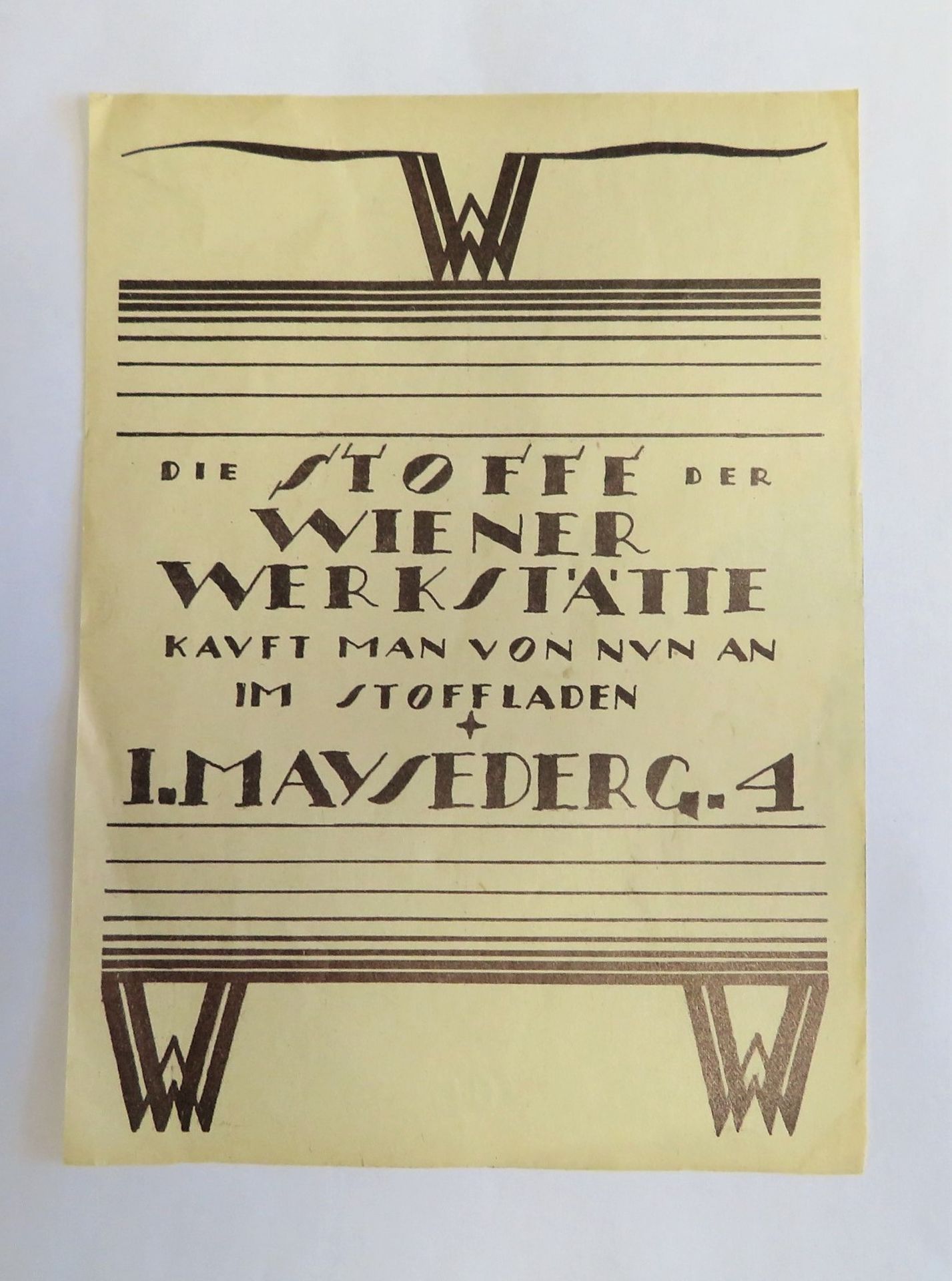 Seltenes Werbeblatt, Wiener Werkstätte, um 1915, Entwurf Dagobert Peche (1887 - 1923, St.