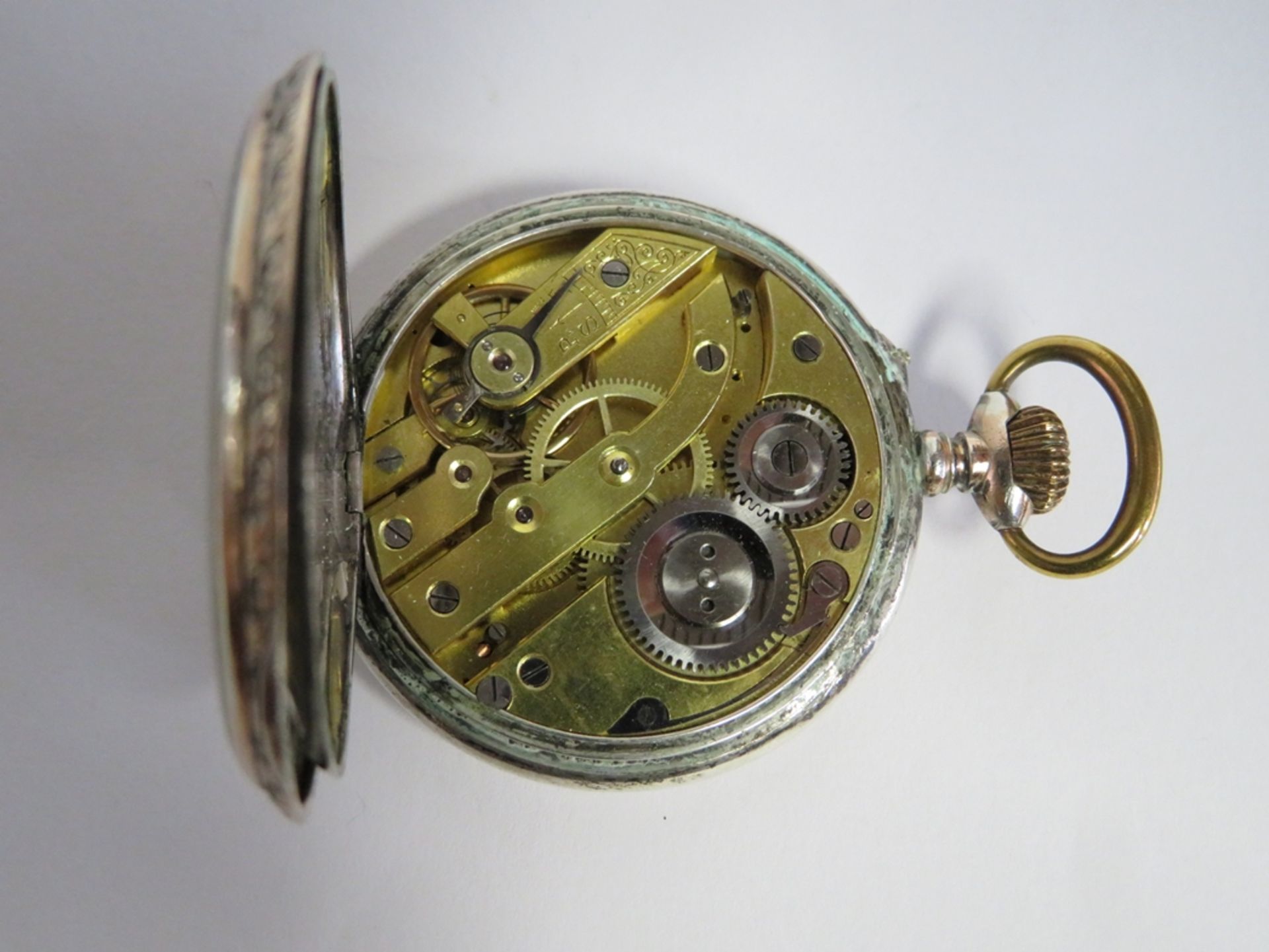 Taschenuhr, 19. Jahrhundert, Gehäuse 800er Silber, Werk läuft nicht an, d (mit Krone) 6,4 cm. - Bild 3 aus 3