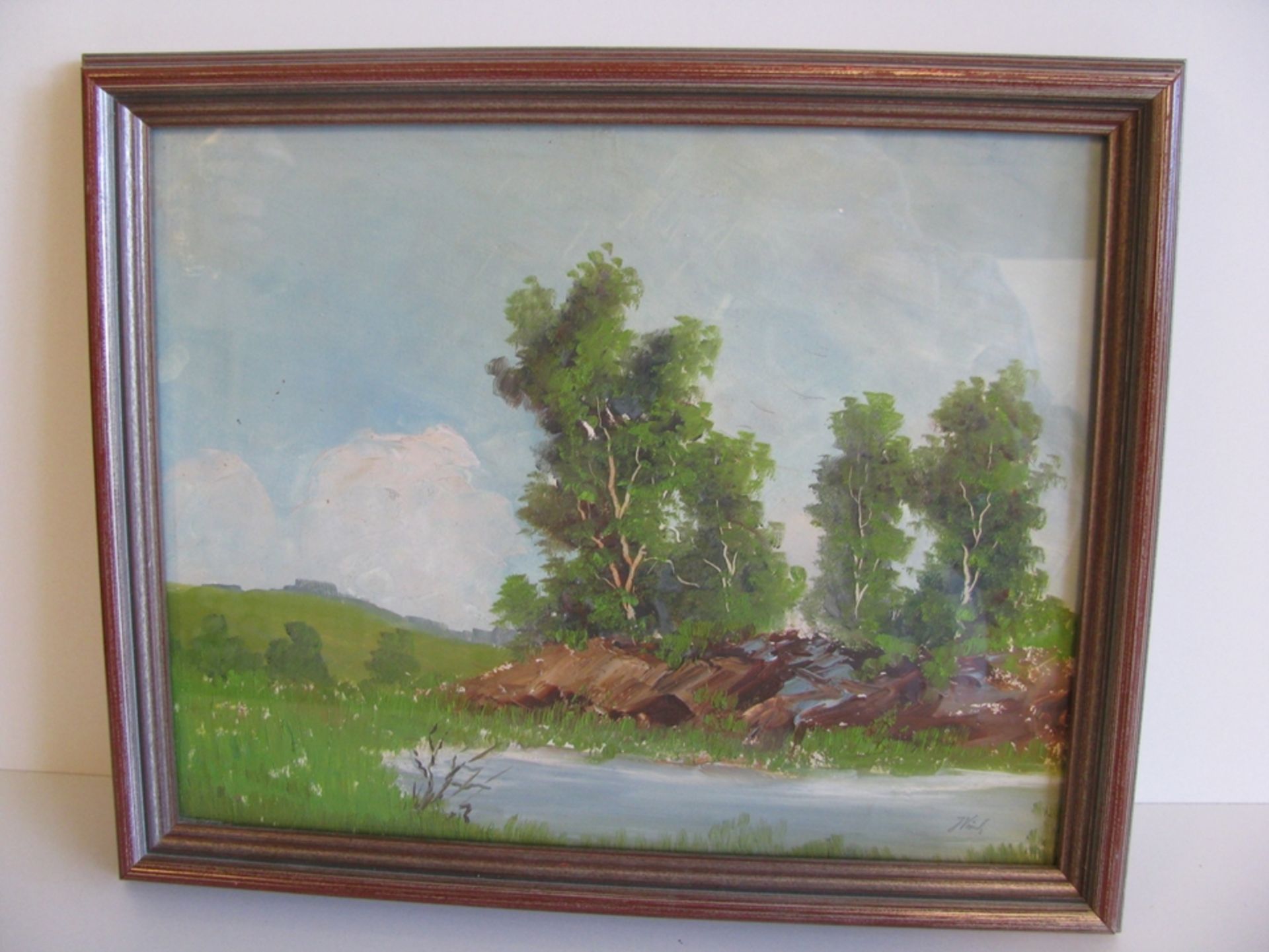 Vinh, J., "Sommerliche Landschaft", re.u.sign., Mischtechnik, 24,5 x 31 cm, R.