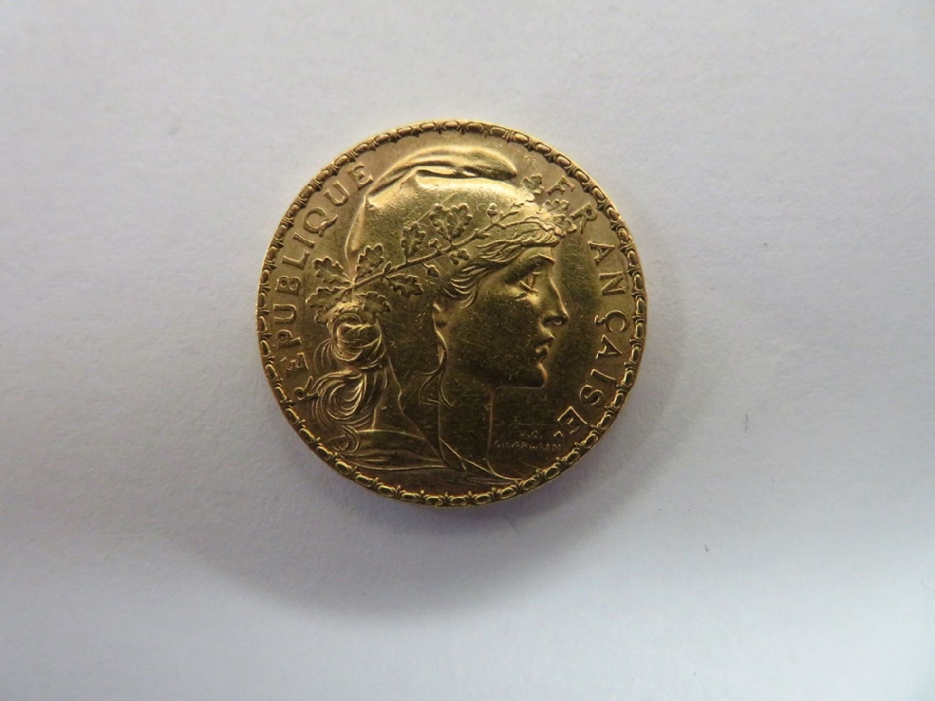 Goldmünze, Frankreich, 20 Francs, 1911, 6,3 g, d 2,1 cm.