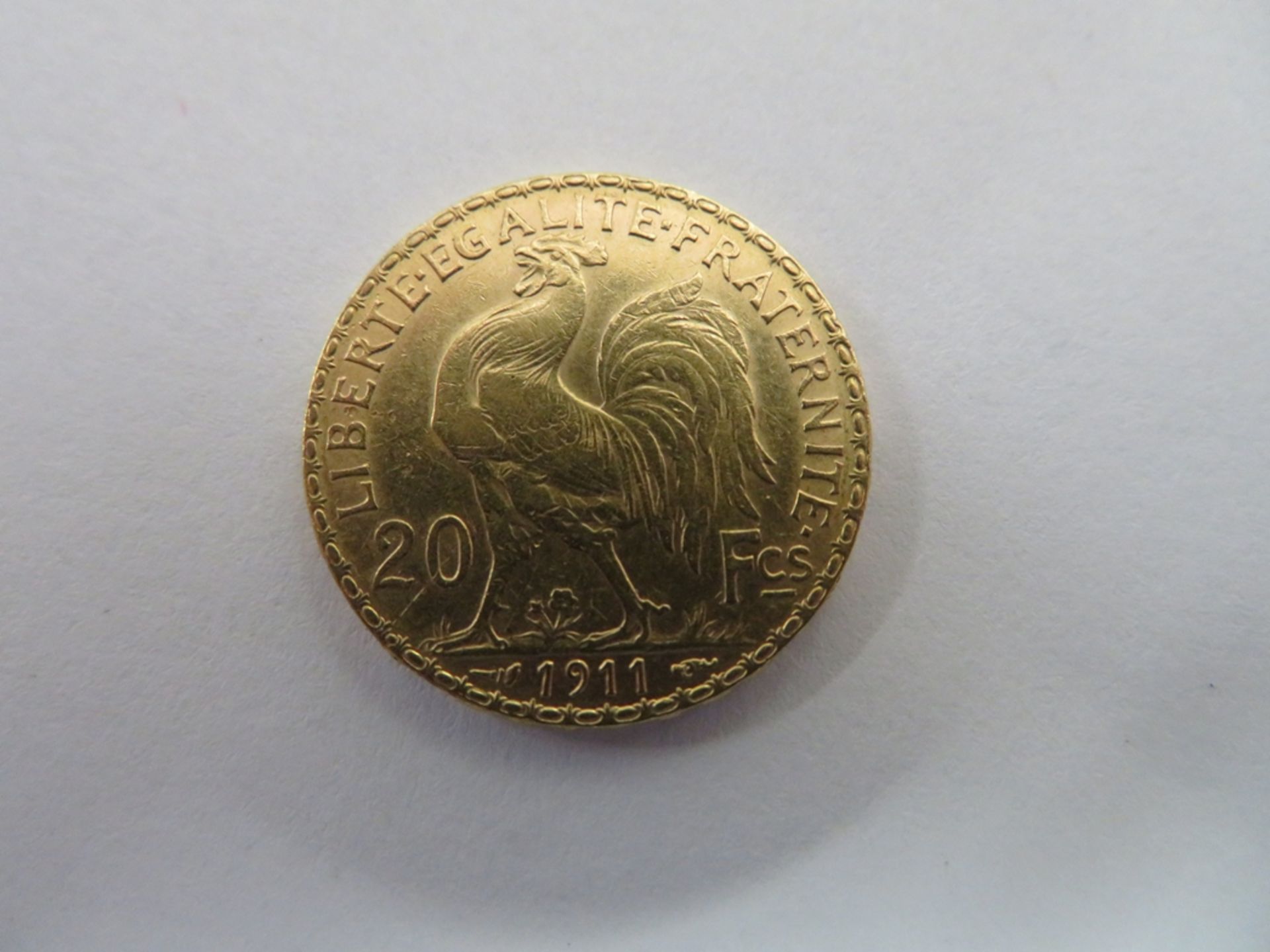 Goldmünze, Frankreich, 20 Francs, 1911, 6,3 g, d 2,1 cm. - Image 2 of 2