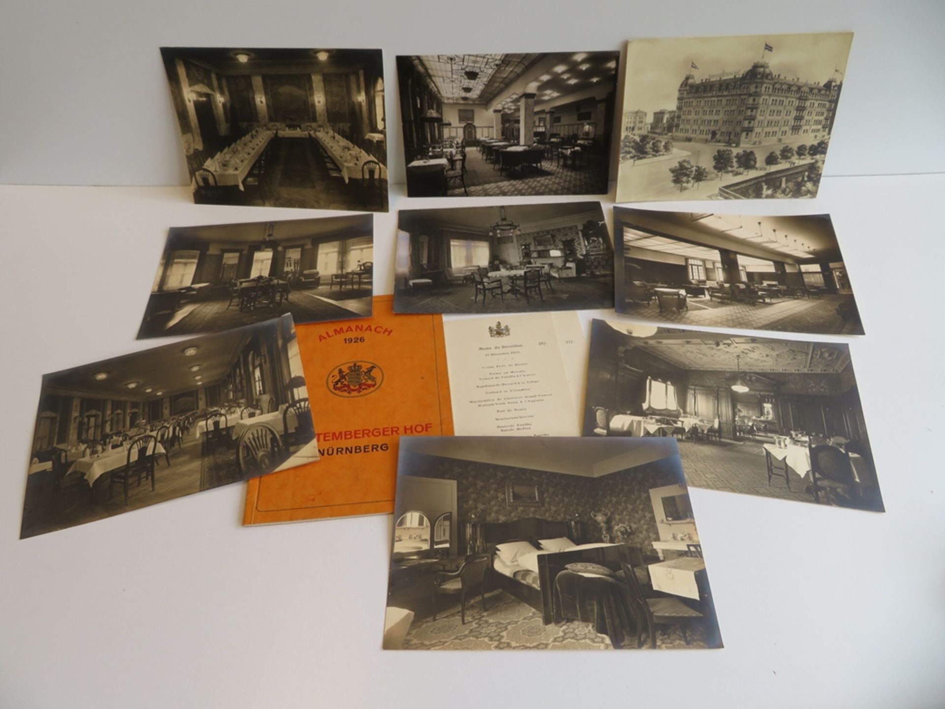 Almanach 1926 Württemberger Hof Nürnberg, hierbei 2 Menükarten und 9 Originalfotografien der - Bild 2 aus 2