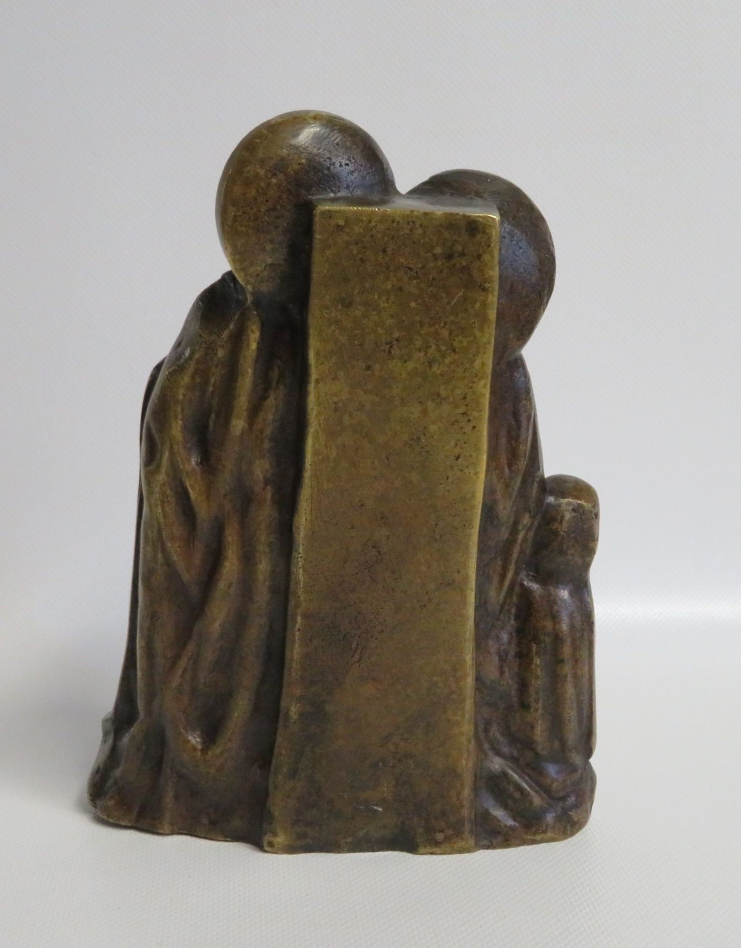 Heiligenskulptur, 19. Jahrhundert, Bronze, 22 x 16,5 x 6 cm. - Image 2 of 2