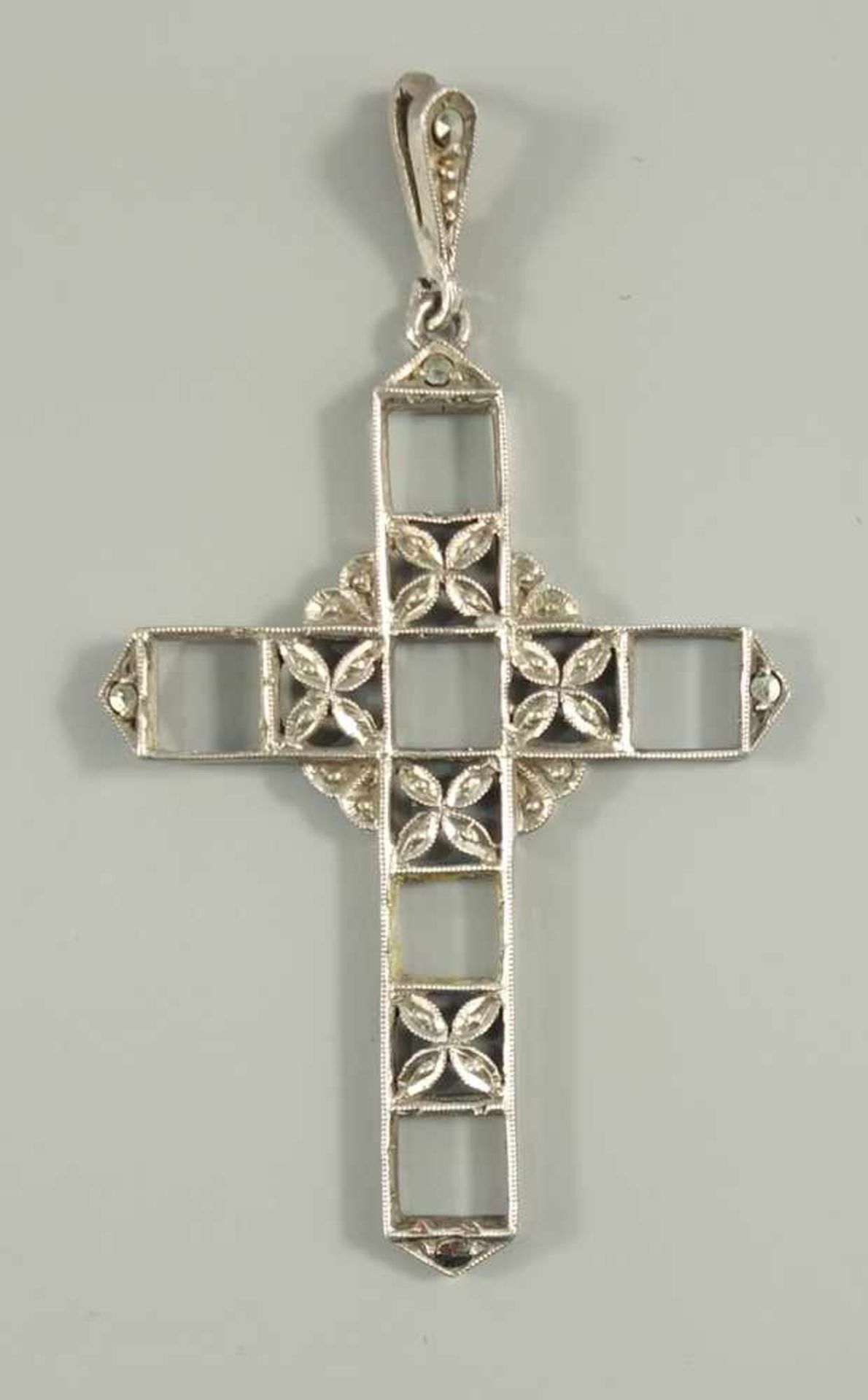 Kreuz mit Markasiten, 935er Silber, Gew.2,88g, Durchbruchkreuz, L.mit bewegl.Öse 5cm