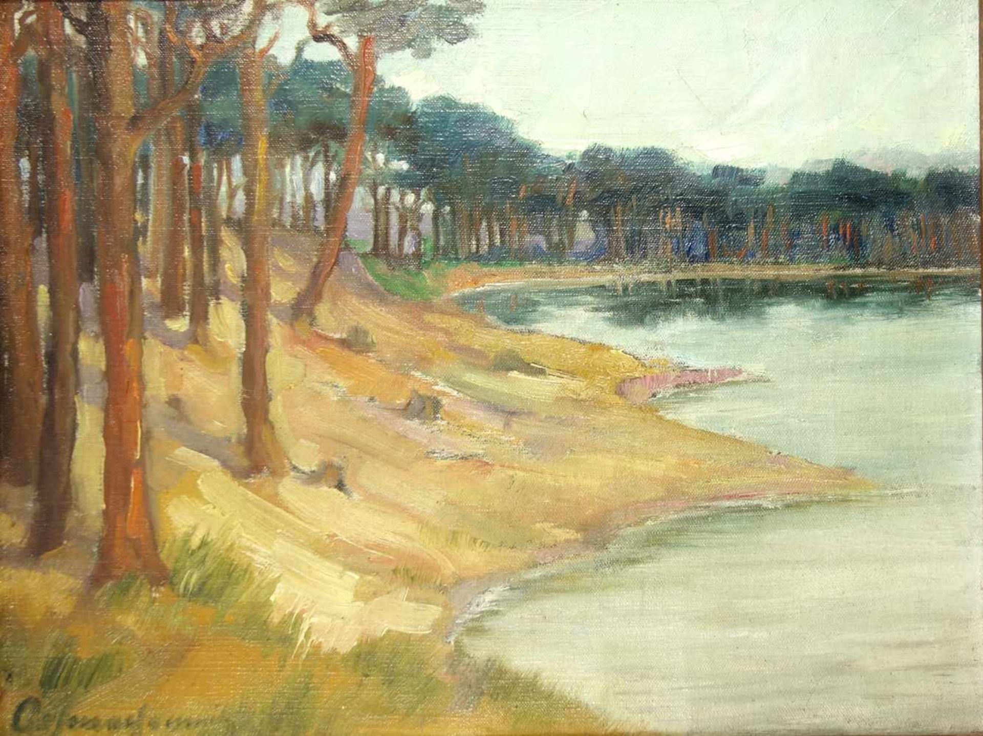 undelightly signed "Märkischer See", early 20th century, oil/canvas, signed lower left, HB 23,3*30,