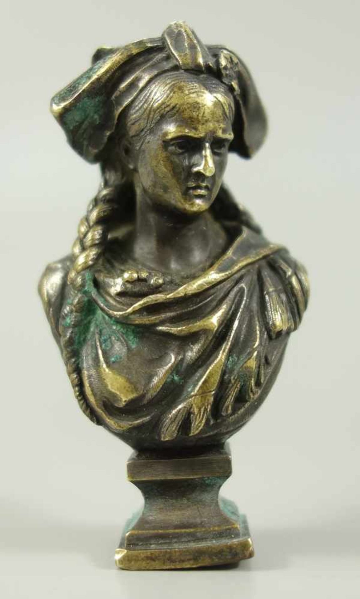 Schulterbüste, Miniatur, 2.Hälfte 20.Jh., Bronze, H,7,2cm