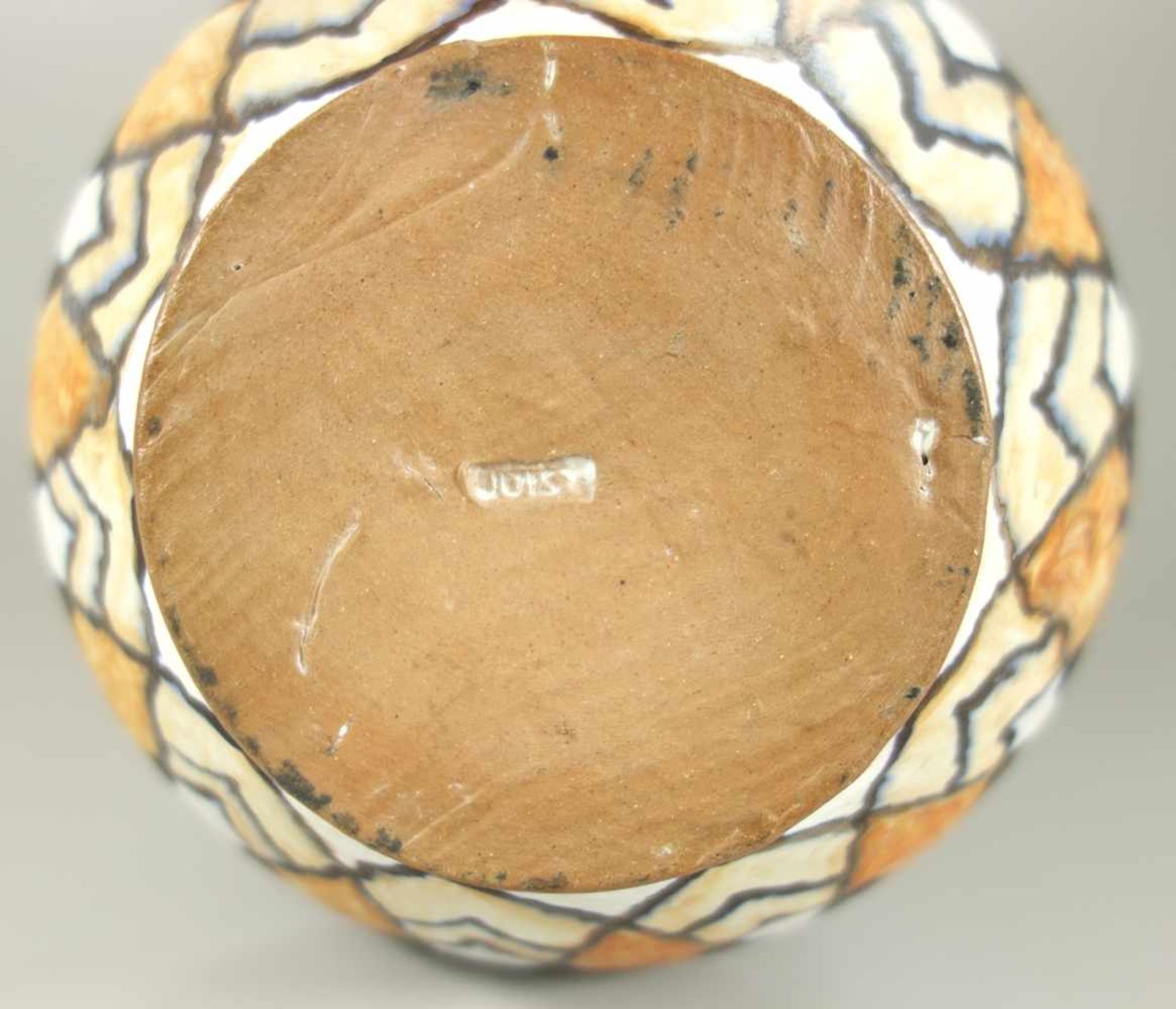 Kanne, Juist-Keramik, Studio-Keramik, 60er Jahre, brauner Scherben, geomerische Glasur, in Braun, - Bild 3 aus 3