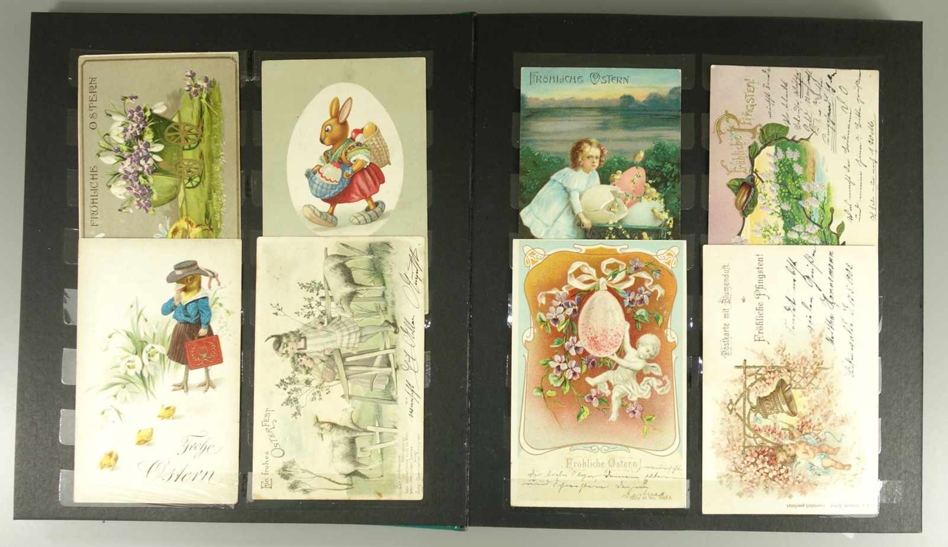 64 Glückwunschkarten / Litho- und Prägekarten, um 1900, farbig, überwiegend gelaufen, u.a. Ostern, - Bild 3 aus 5