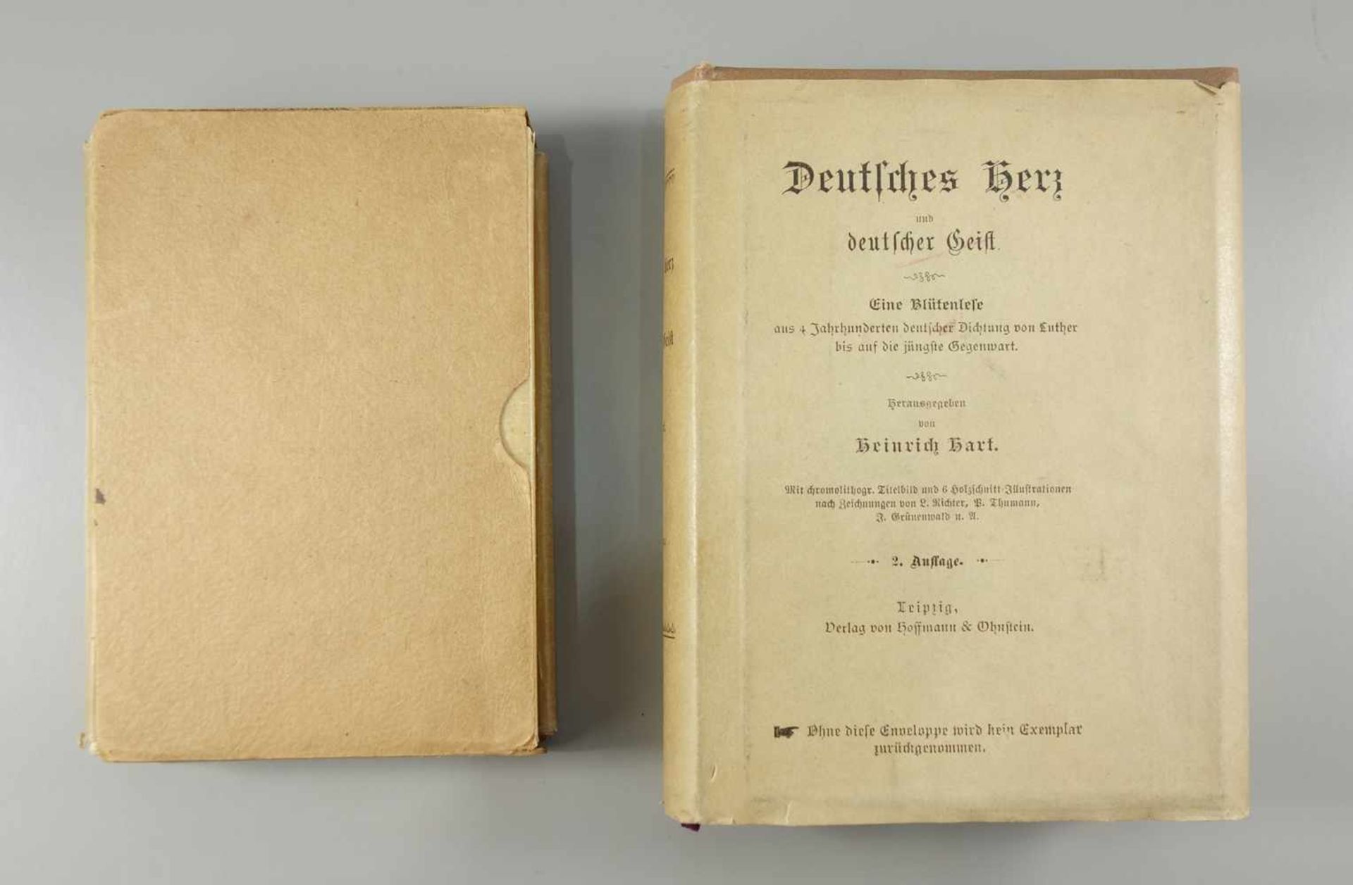 2 Gedicht- / Spruchbücher, um 1880, jeweils mit dreiseitigem Goldschnitt; "Deutsches Herz und - Bild 2 aus 5